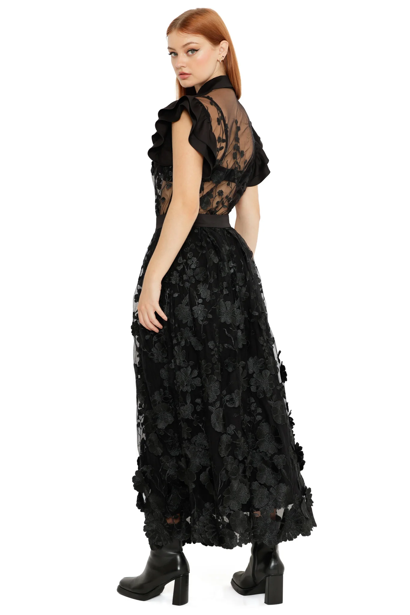 Altered Colour Lace Frill Sleeve Top - Image 4
