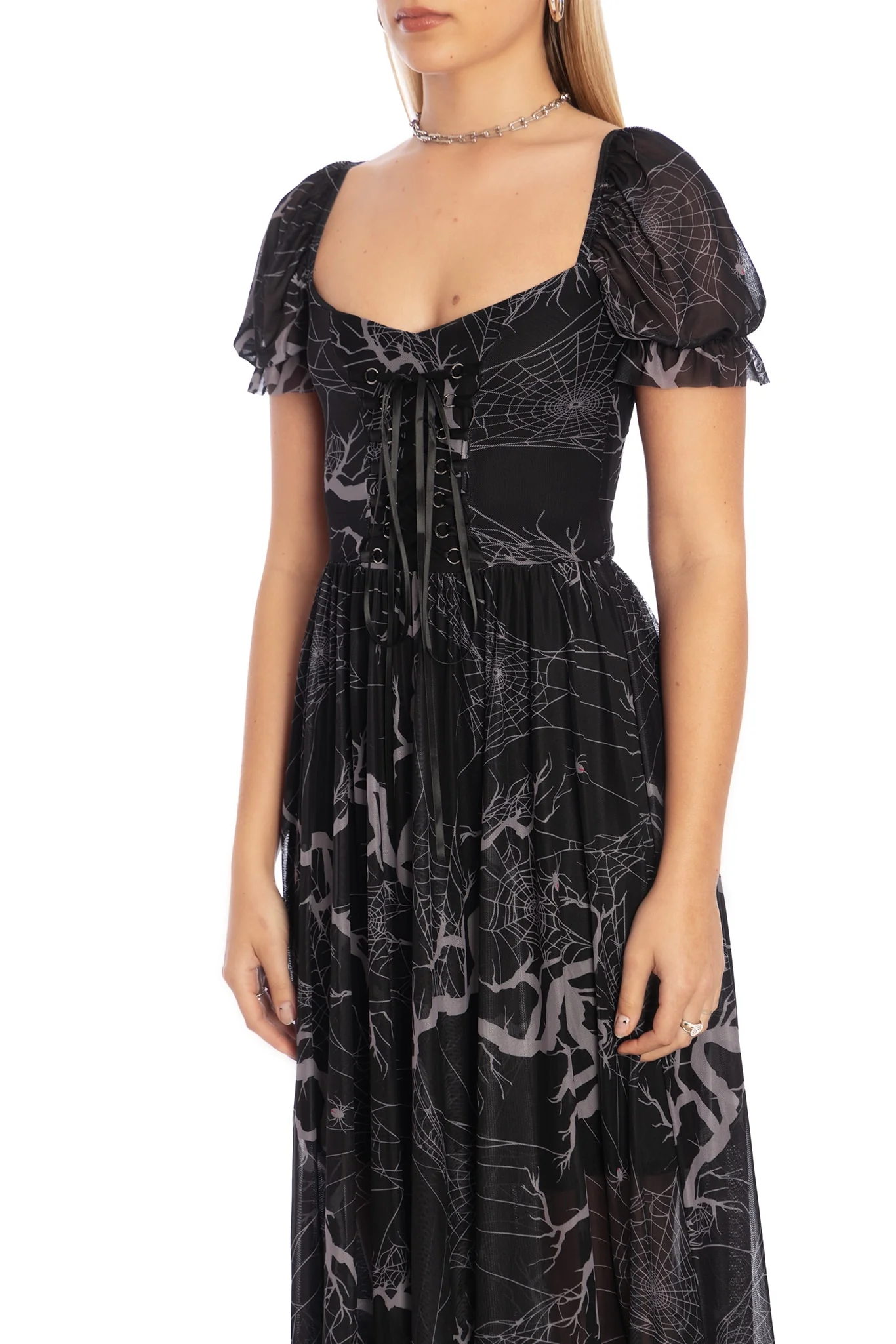 Arachnid Sheer Corseted Midaxi Dress - Image 3