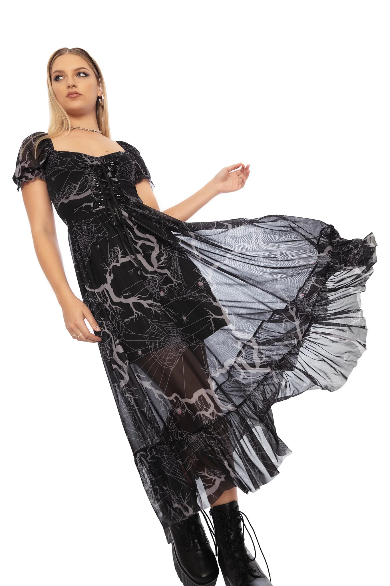 Arachnid Sheer Corseted Midaxi Dress - Image 7