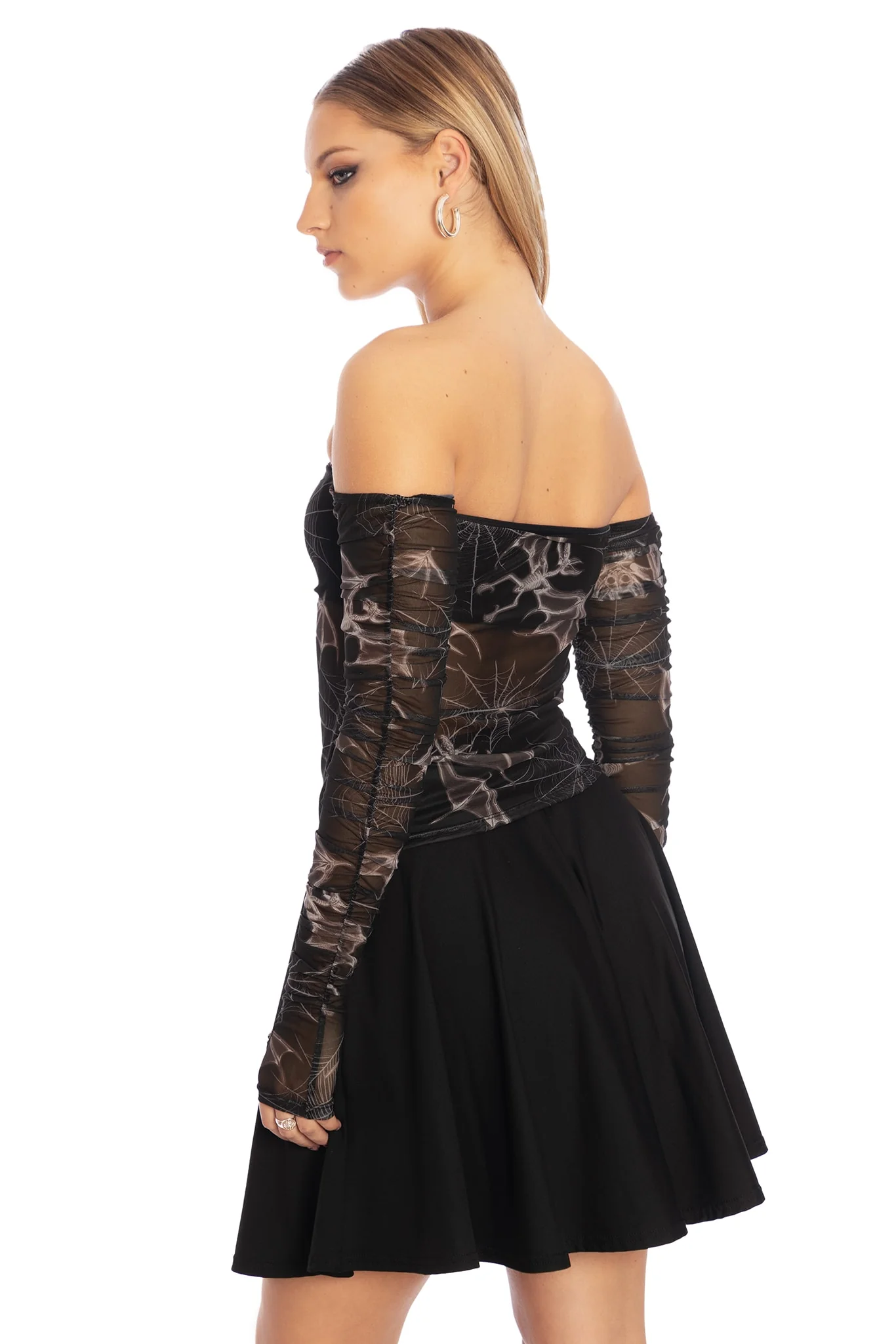 Bat Bones Sheer Off The Shoulder Top - Image 2