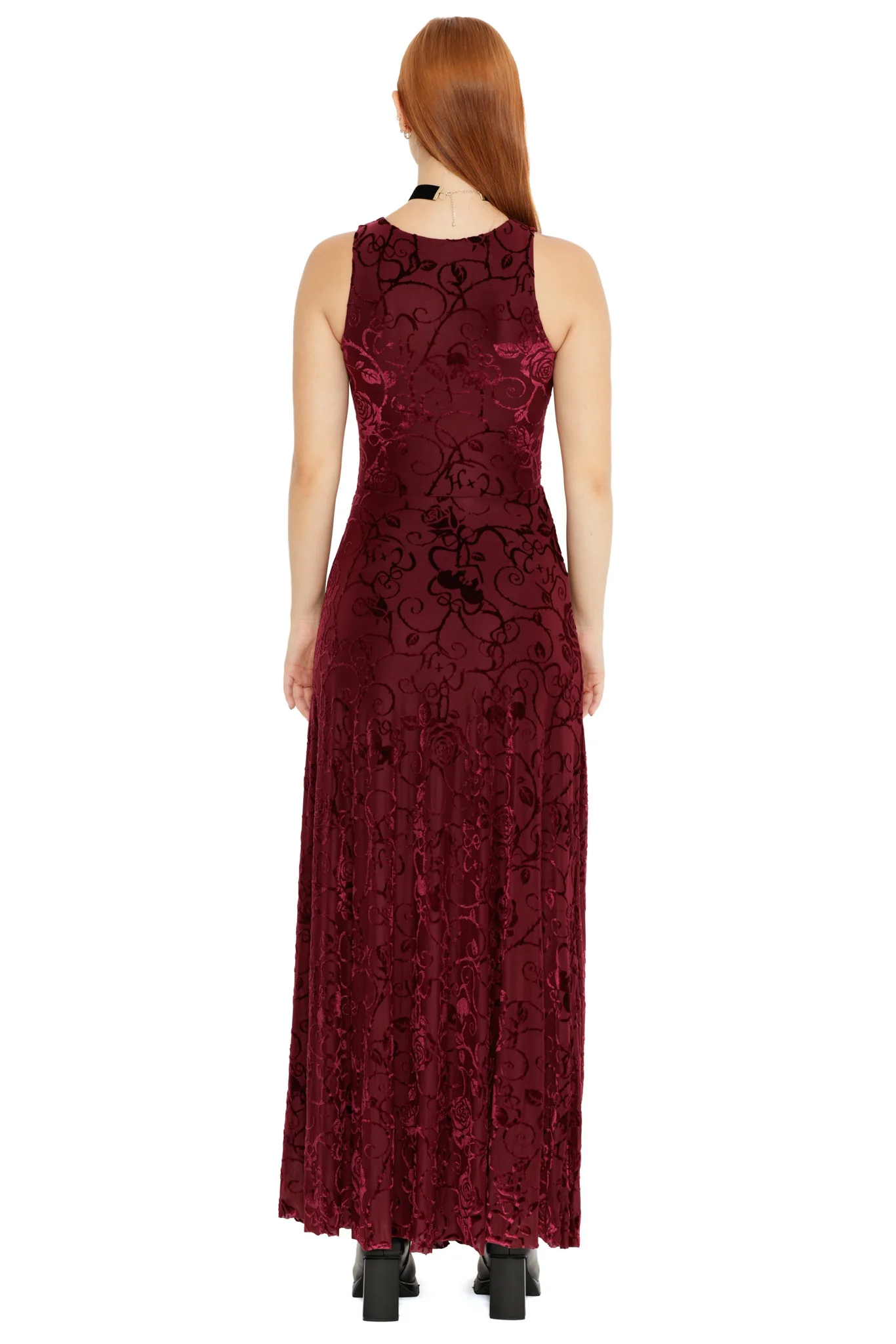 Be With Me Always Black Cherry Burned Velvet Princess Maxi Dress - Image 5