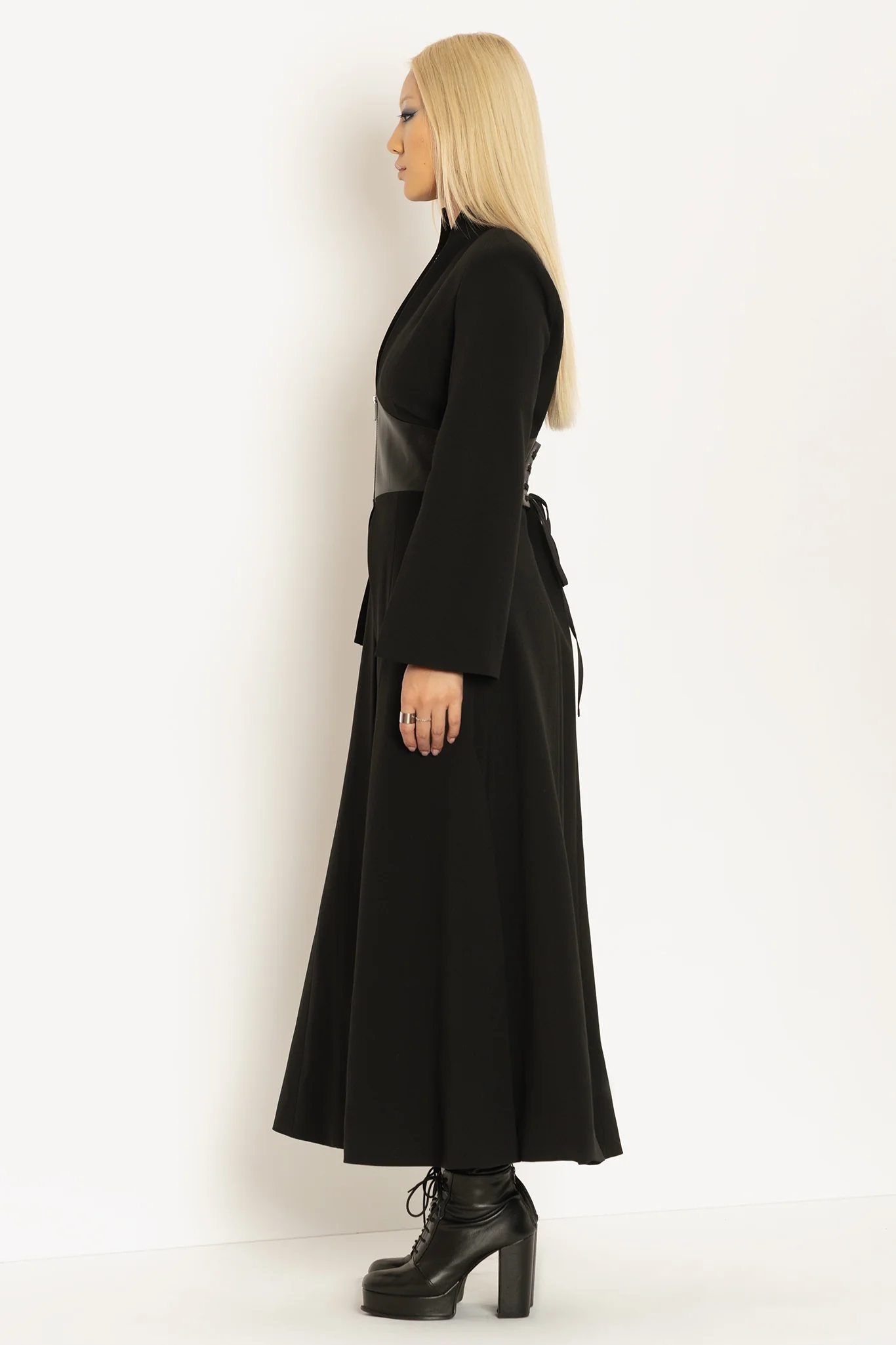 Black Cursed Bats Corset Trench Coat - Image 7