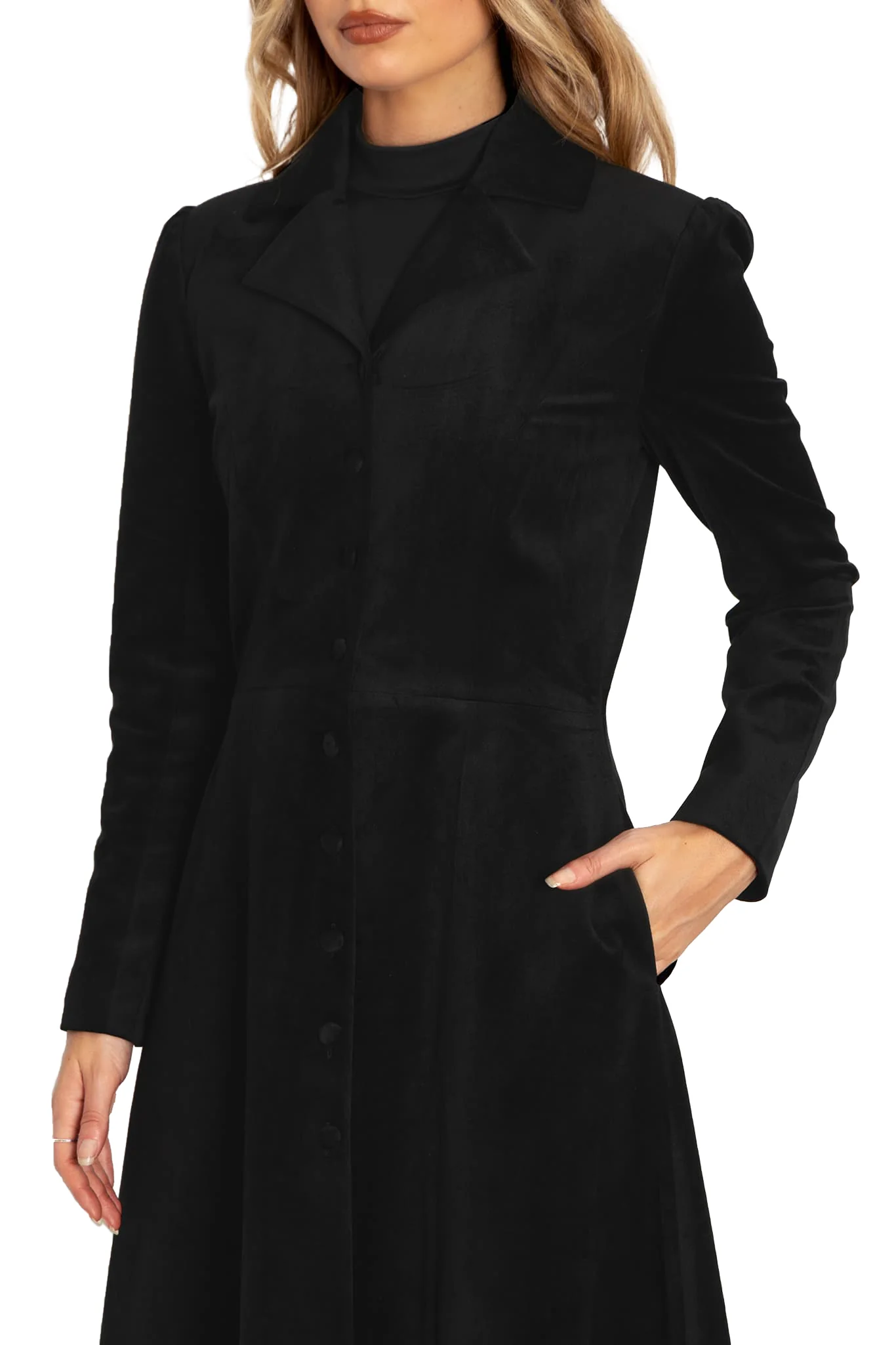 Black Cursed Bats Velvet Trench Coat - Image 5
