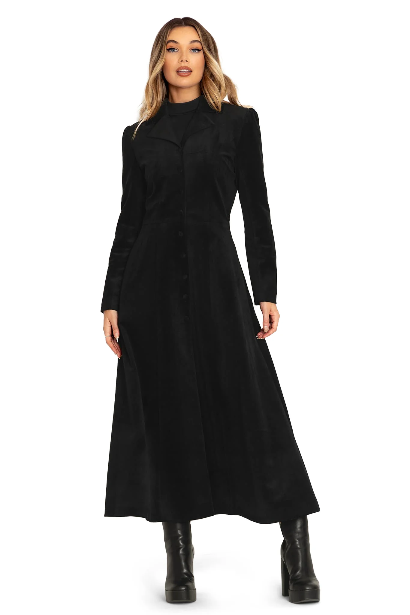 Black Cursed Bats Velvet Trench Coat - Image 8