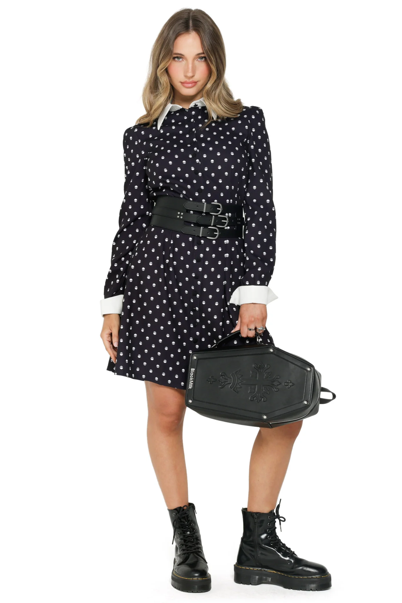 Black Embossed Coffin Backpack - Image 3