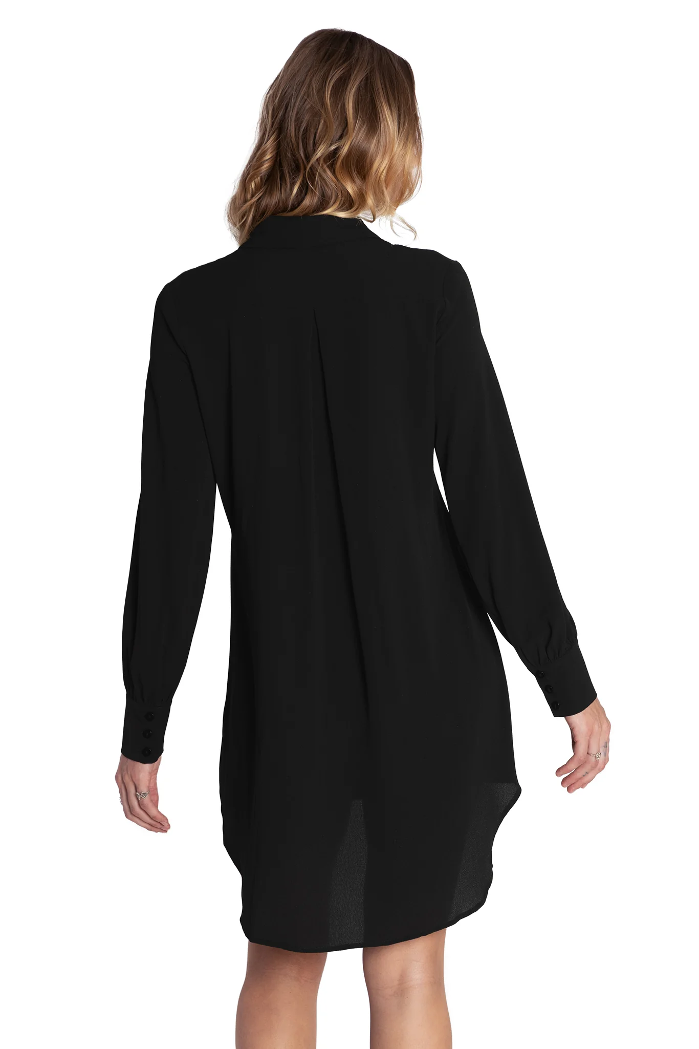 Black Long Sleeve Oversized Shirt Dress - Image 4