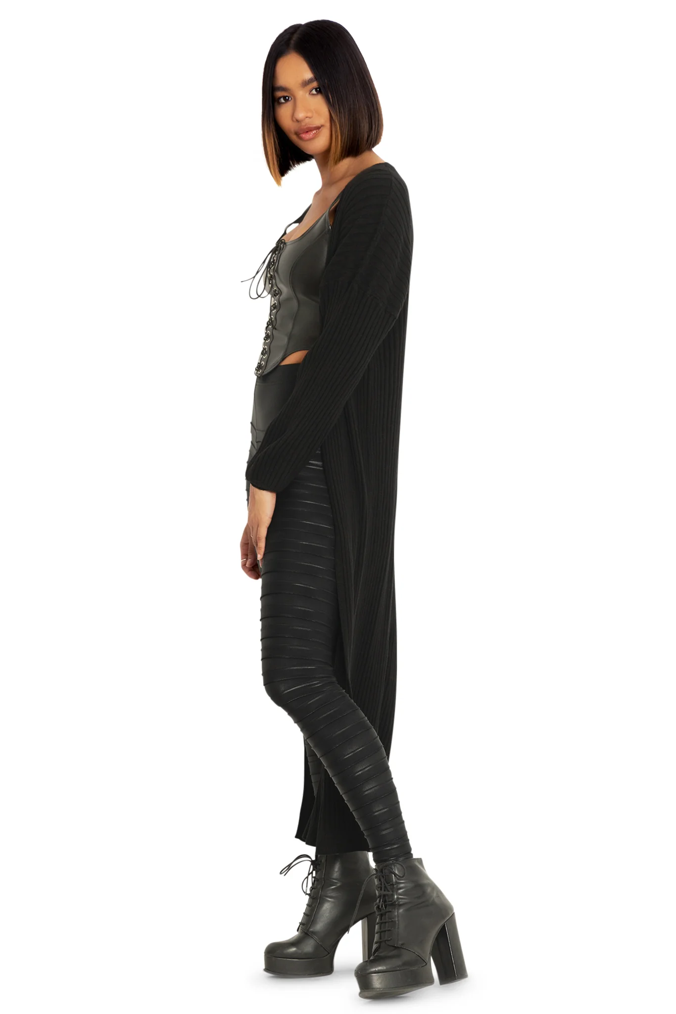 Black Rib Super Cardigan - Image 4