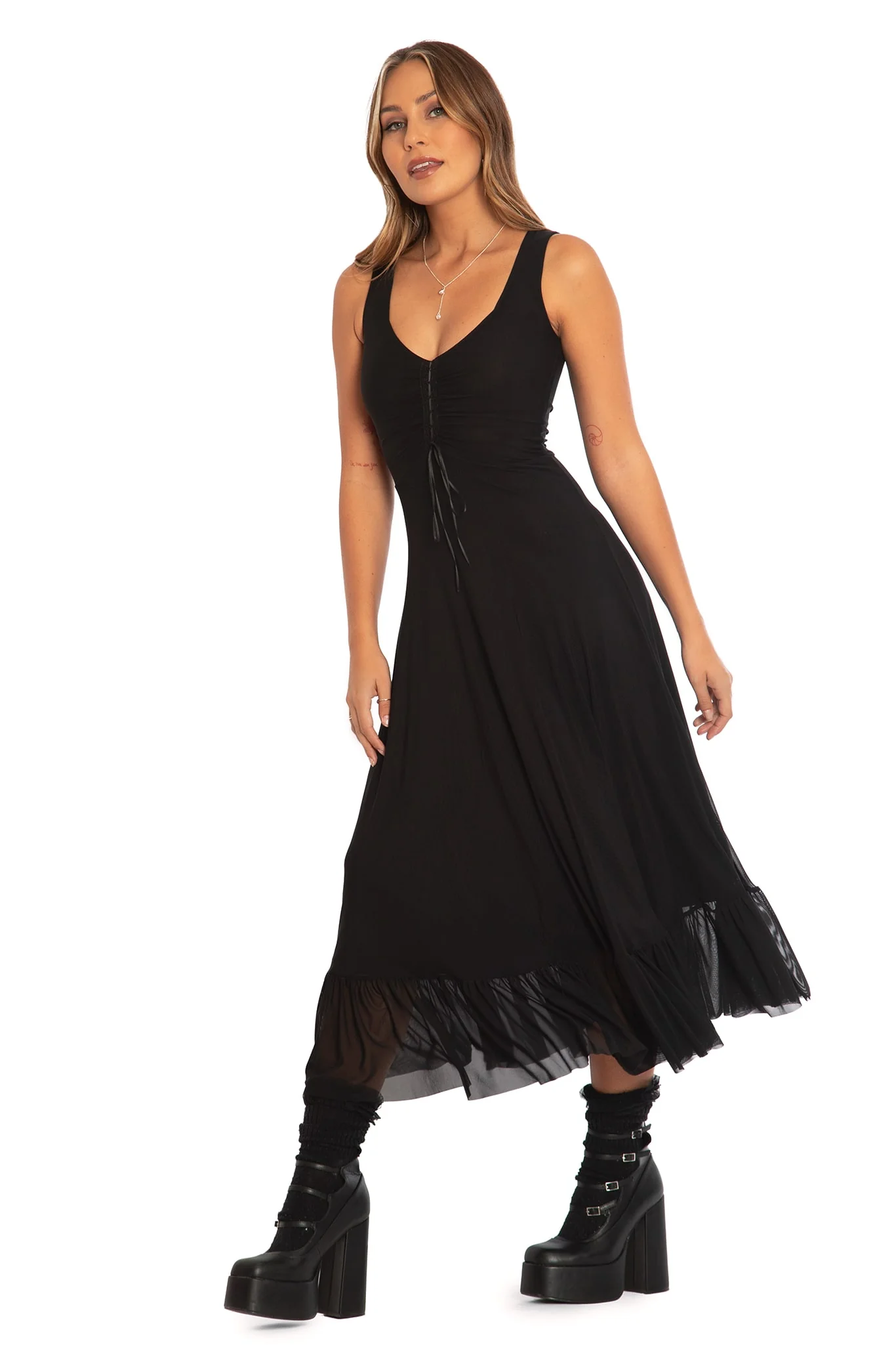 Black Sheer Sweetheart Empire Midaxi Dress - Image 4