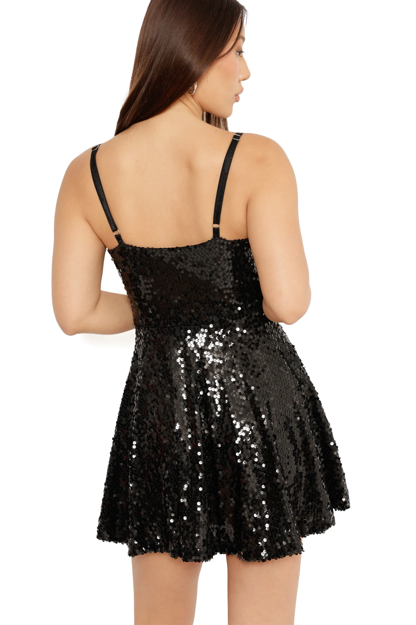 Black Sparkle Sparkle Mini Skater Dress - Image 3