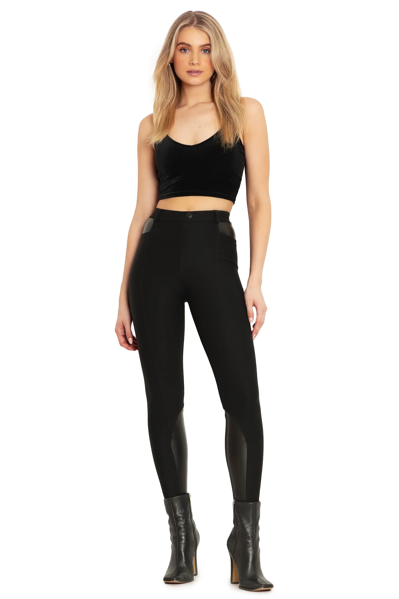 Black Splice Panelled High Waisted Leggings