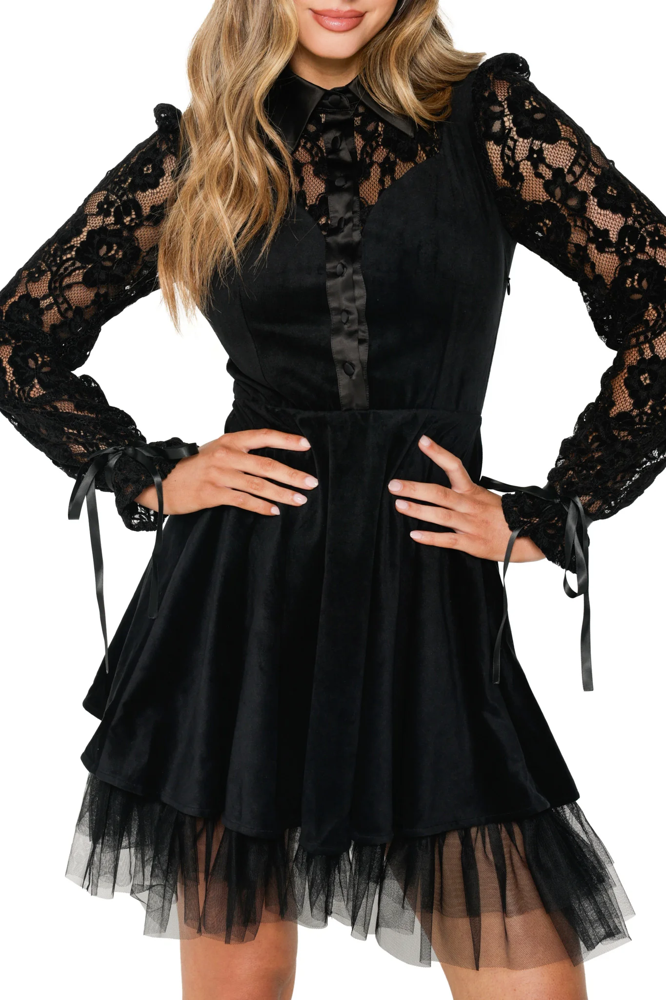 Black Swan Long Puff Sleeve Dress - Image 10