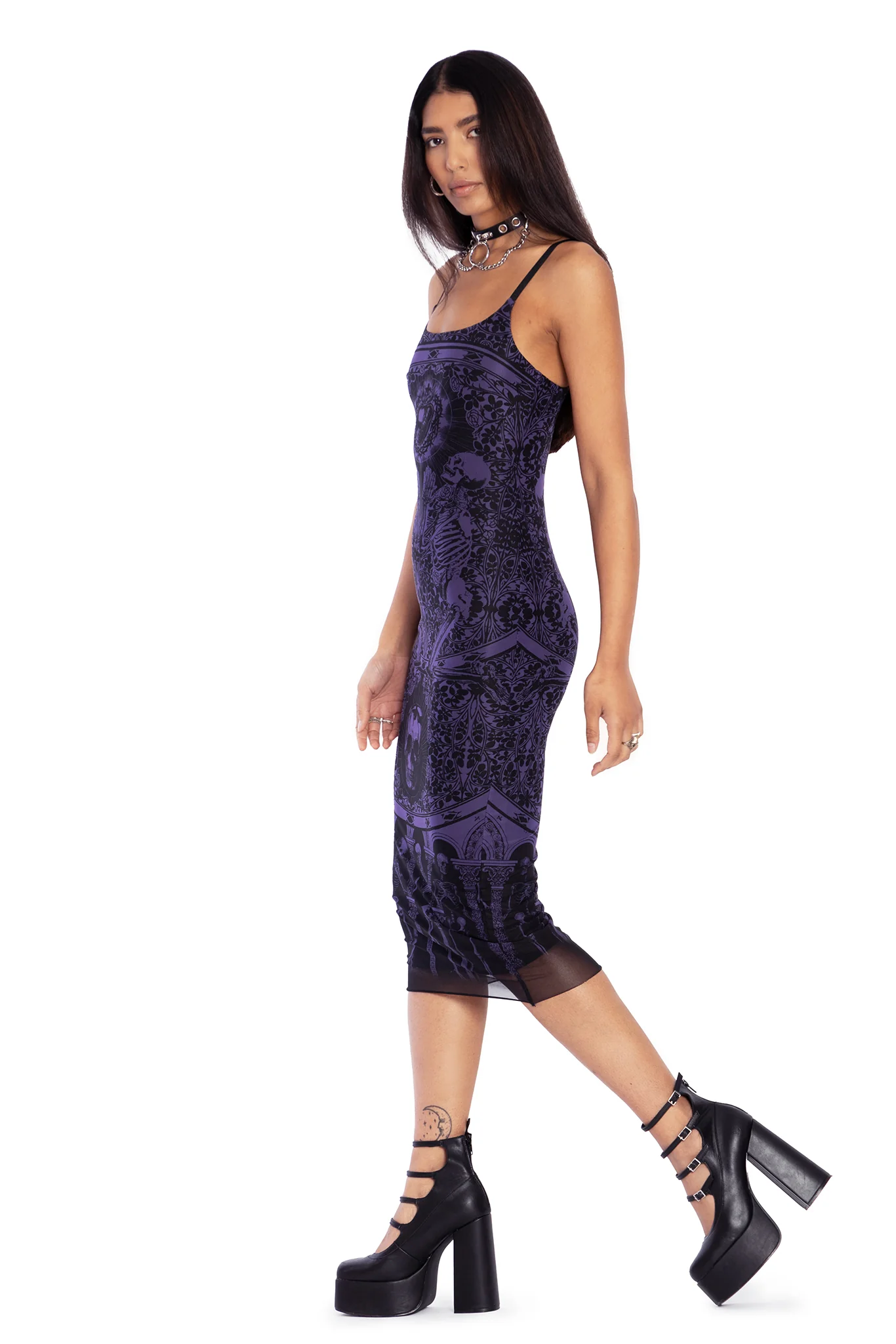 Blood Sacrifice Purple Sheer Bodycon Slip Dress - Image 6