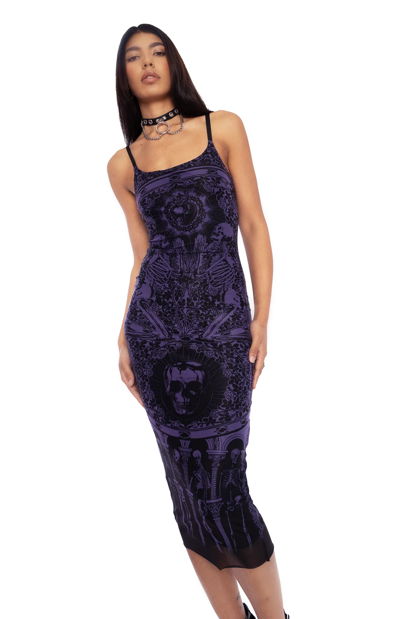 Blood Sacrifice Purple Sheer Bodycon Slip Dress - Image 7