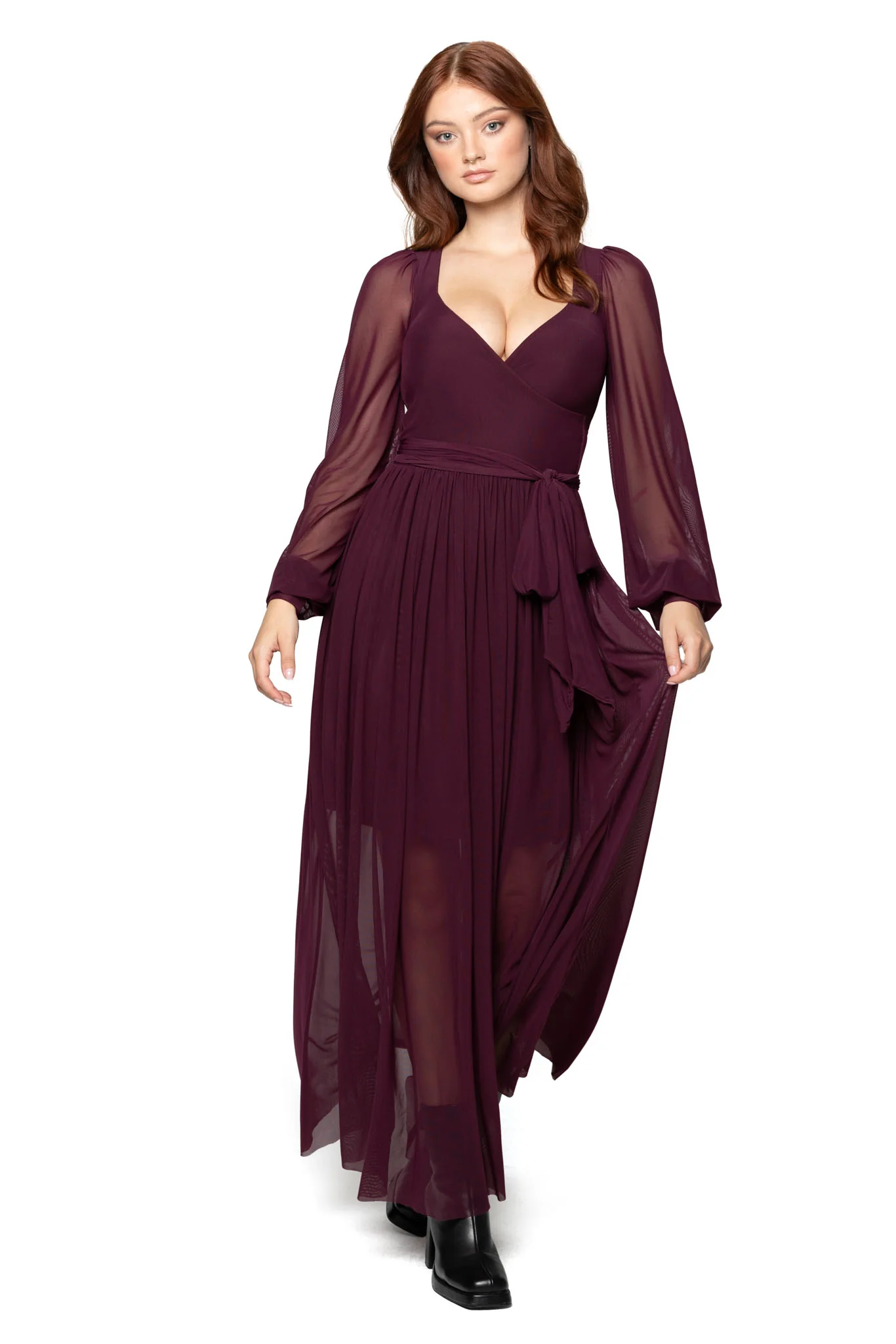 Bloodwine Sheer Romance Maxi Dress - Image 2