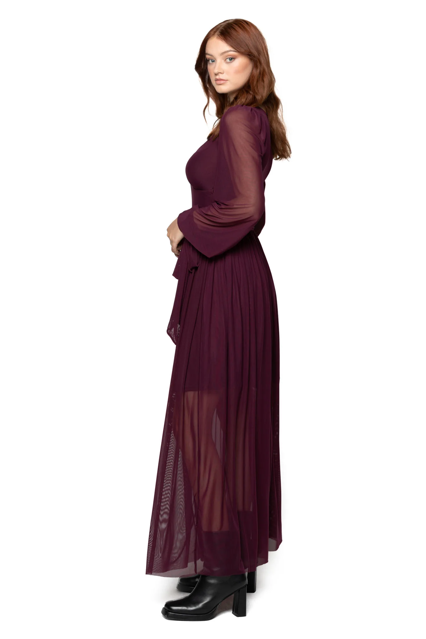 Bloodwine Sheer Romance Maxi Dress - Image 4