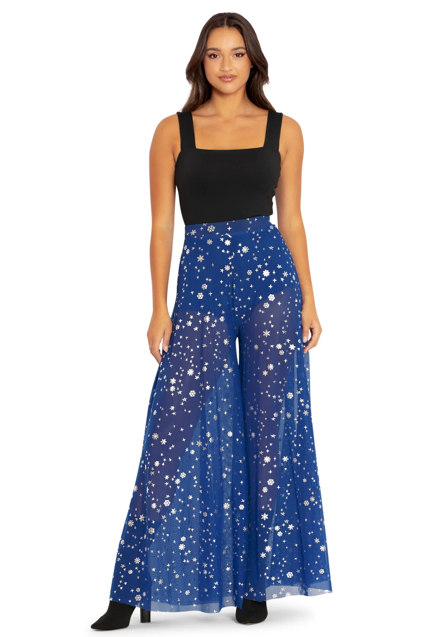 Christmas Star Blue Sheer Retro Pants