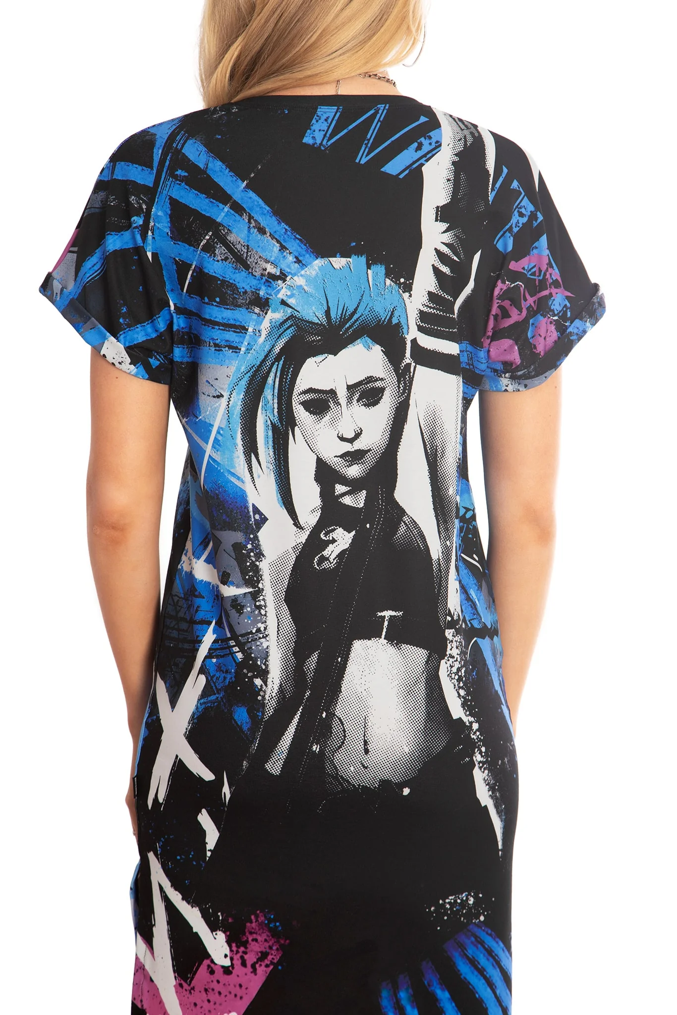 Blue Hair Riot Midi Tee Dress - Image 4