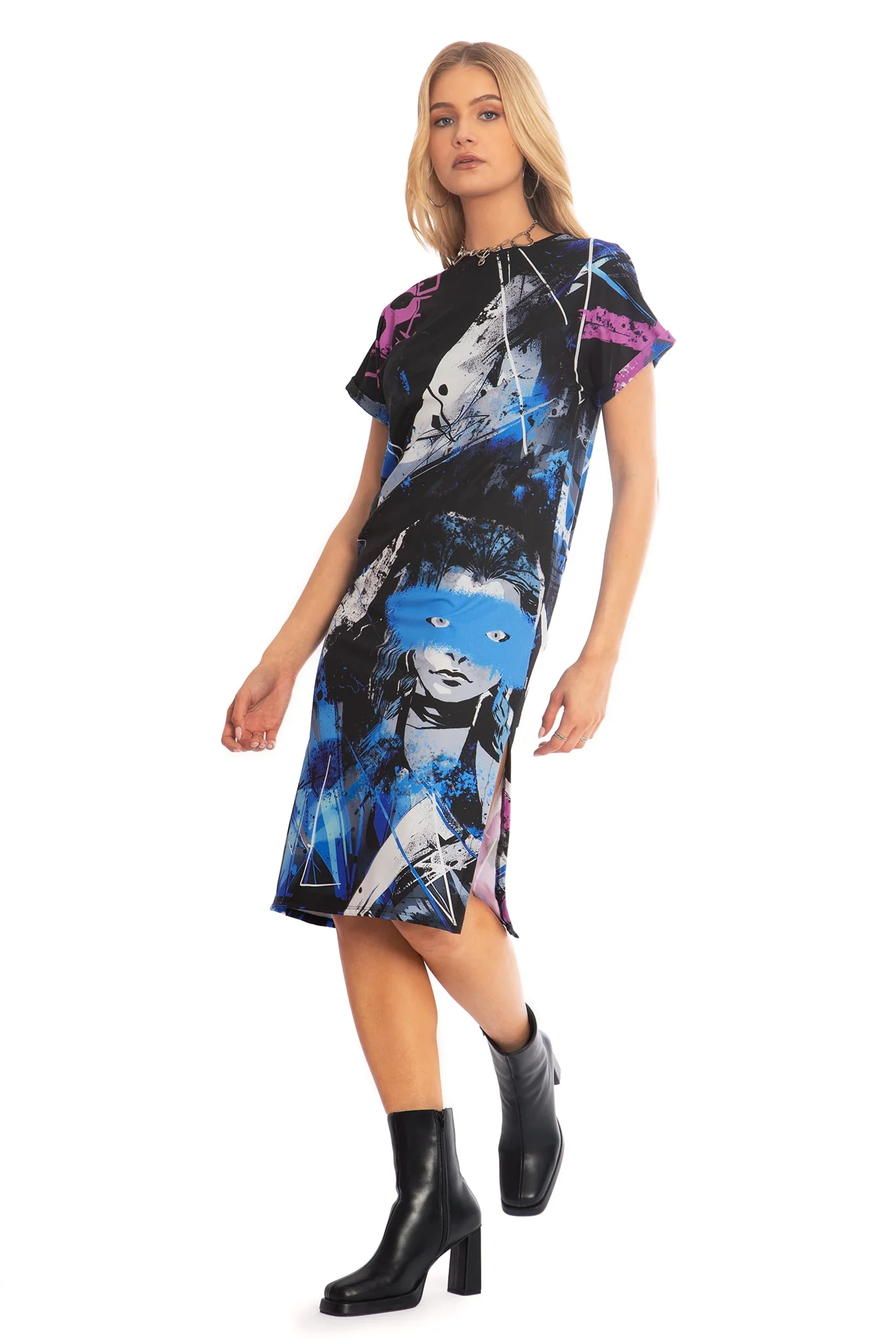 Blue Hair Riot Midi Tee Dress - Image 5