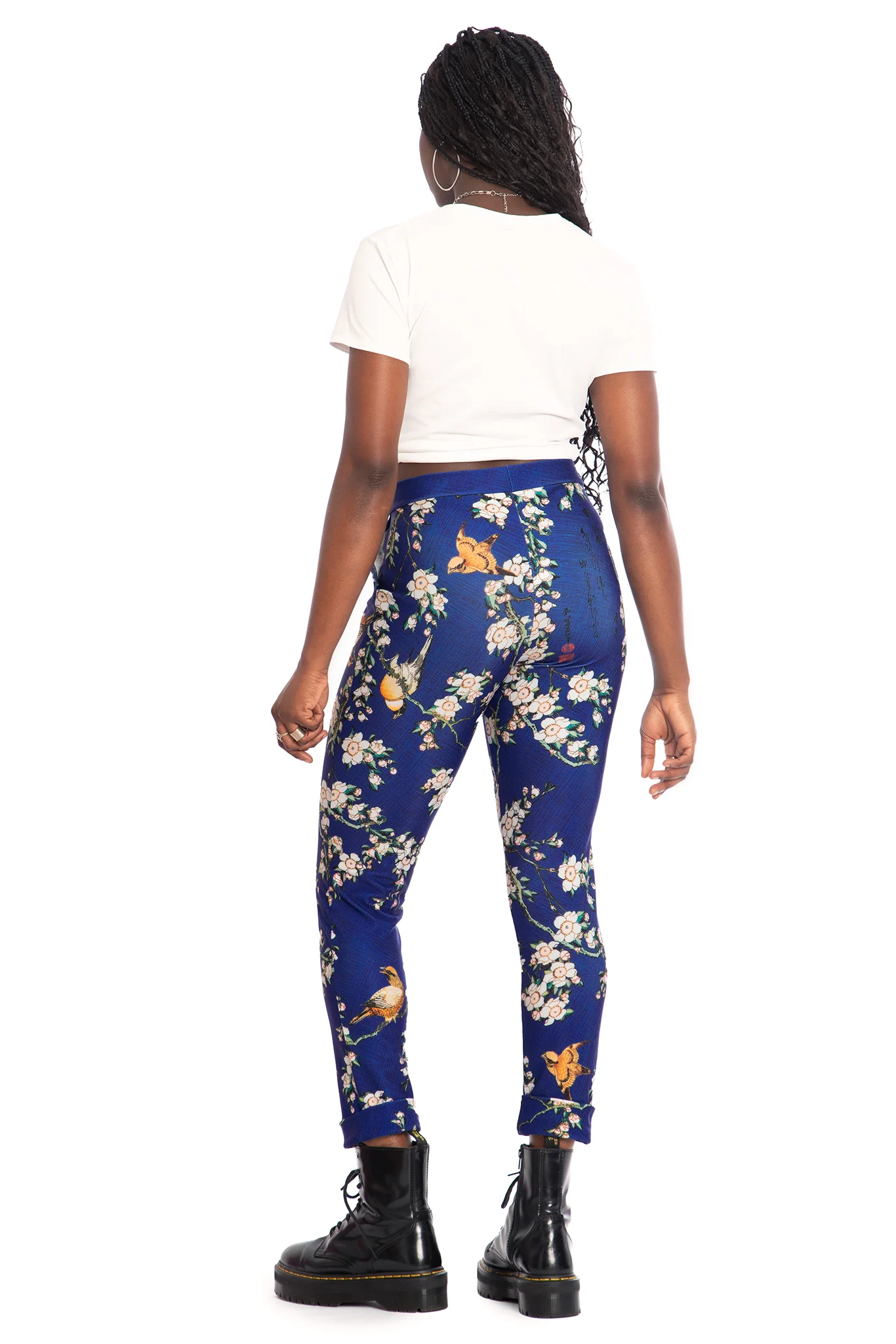 Bullfinch And Weeping Cherry Blossoms Cuffed Pants - Image 3