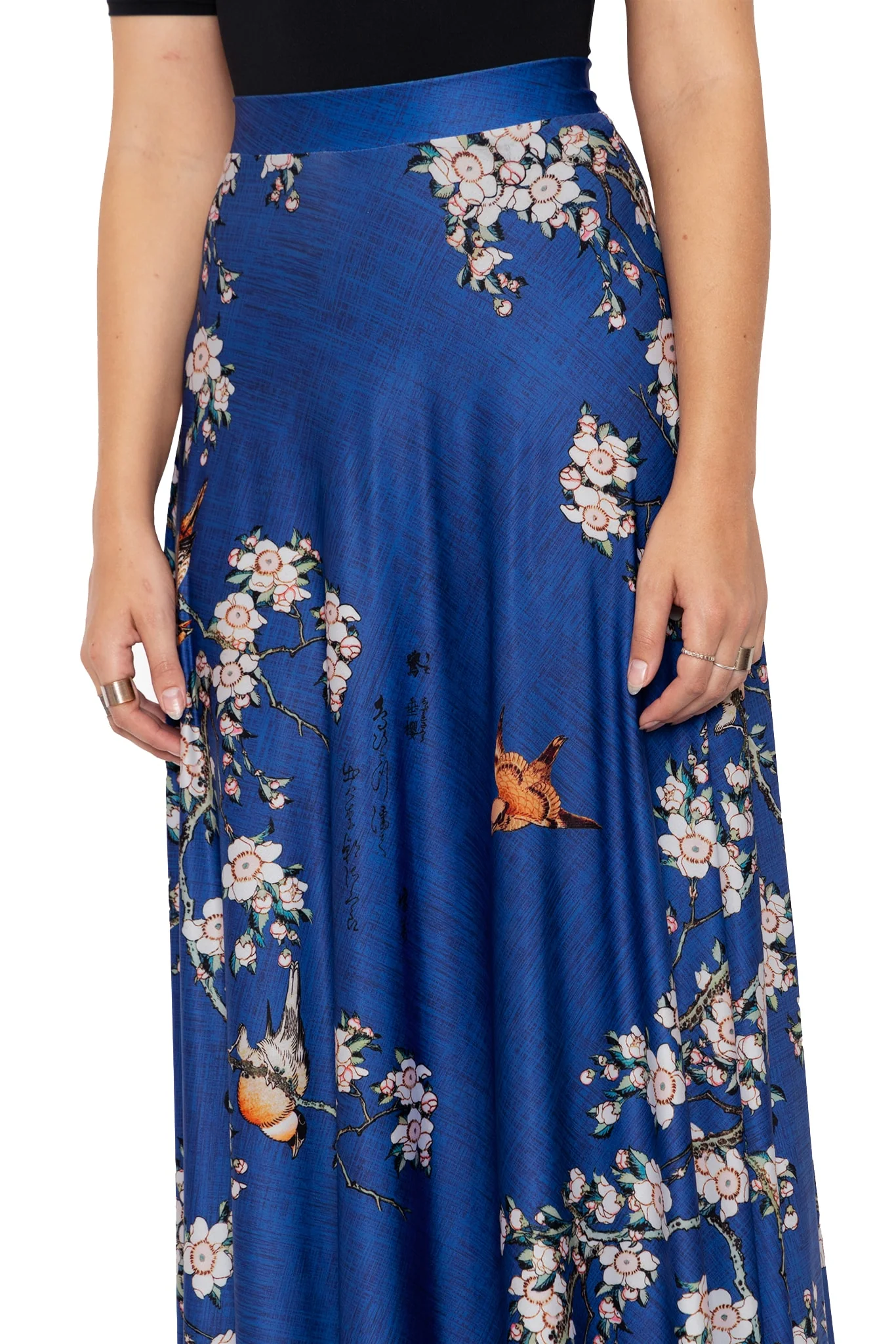 Bullfinch And Weeping Cherry Blossoms Maxi Skirt - Image 3