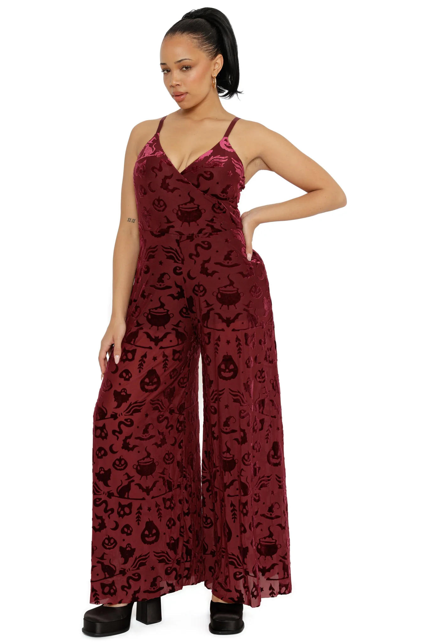 Burned Velvet Witch Palazzo Jumpsuit - Image 4
