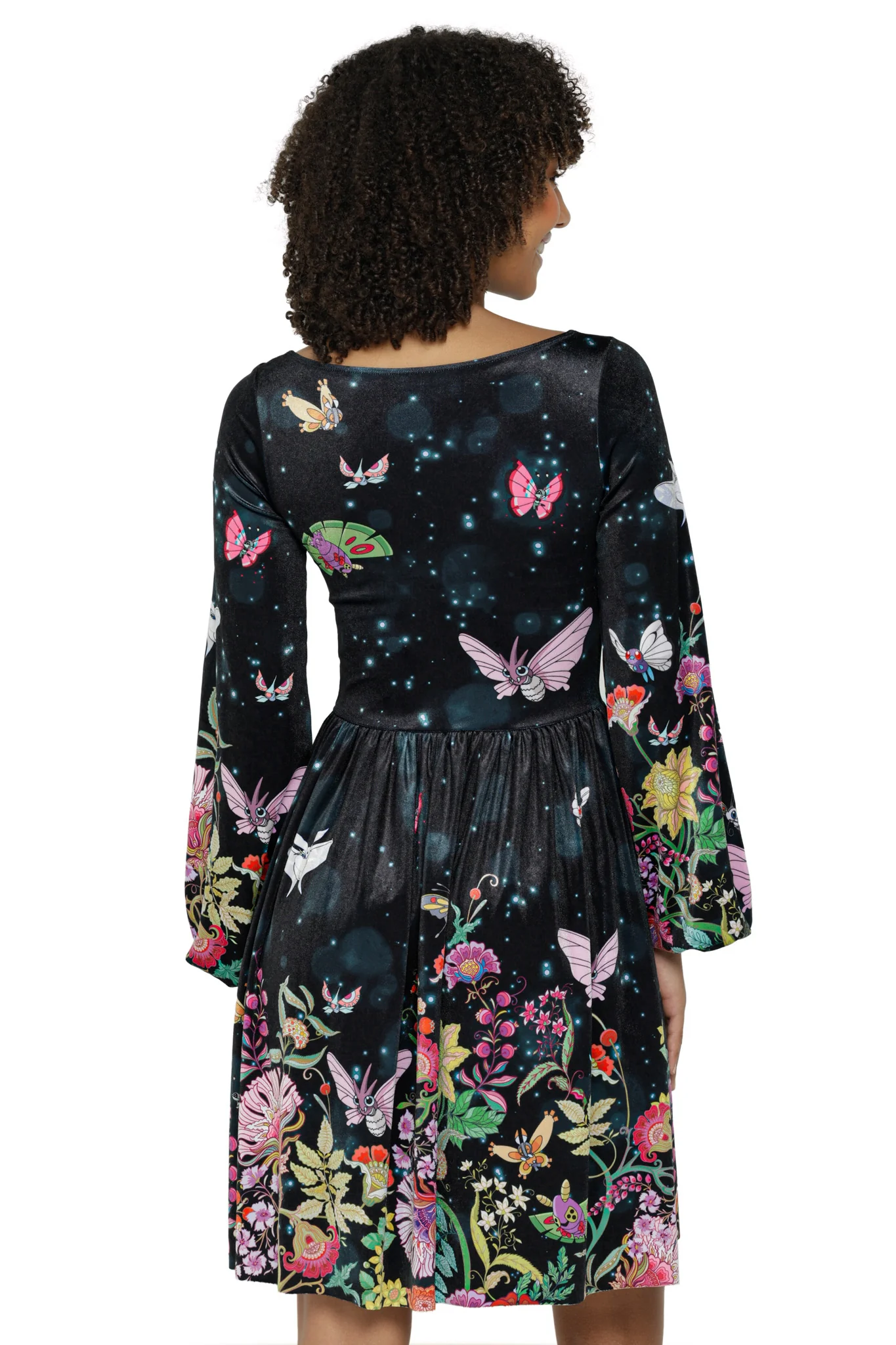 Butterfly Garden Velvet Squared Up Bishop Longline Dress - Image 2
