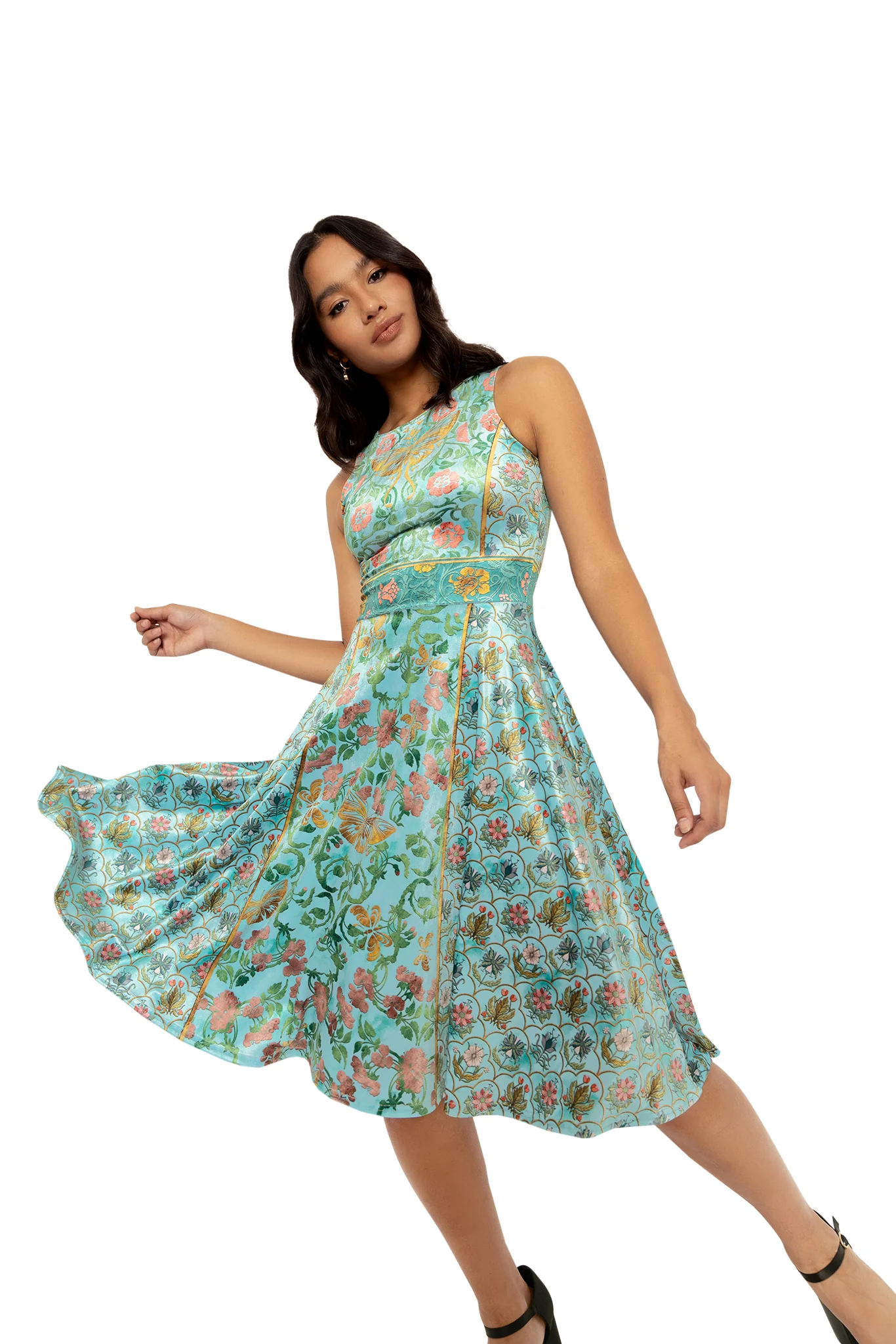 Butterfly Wallpaper Velvet Princess Midi Dress - Image 8