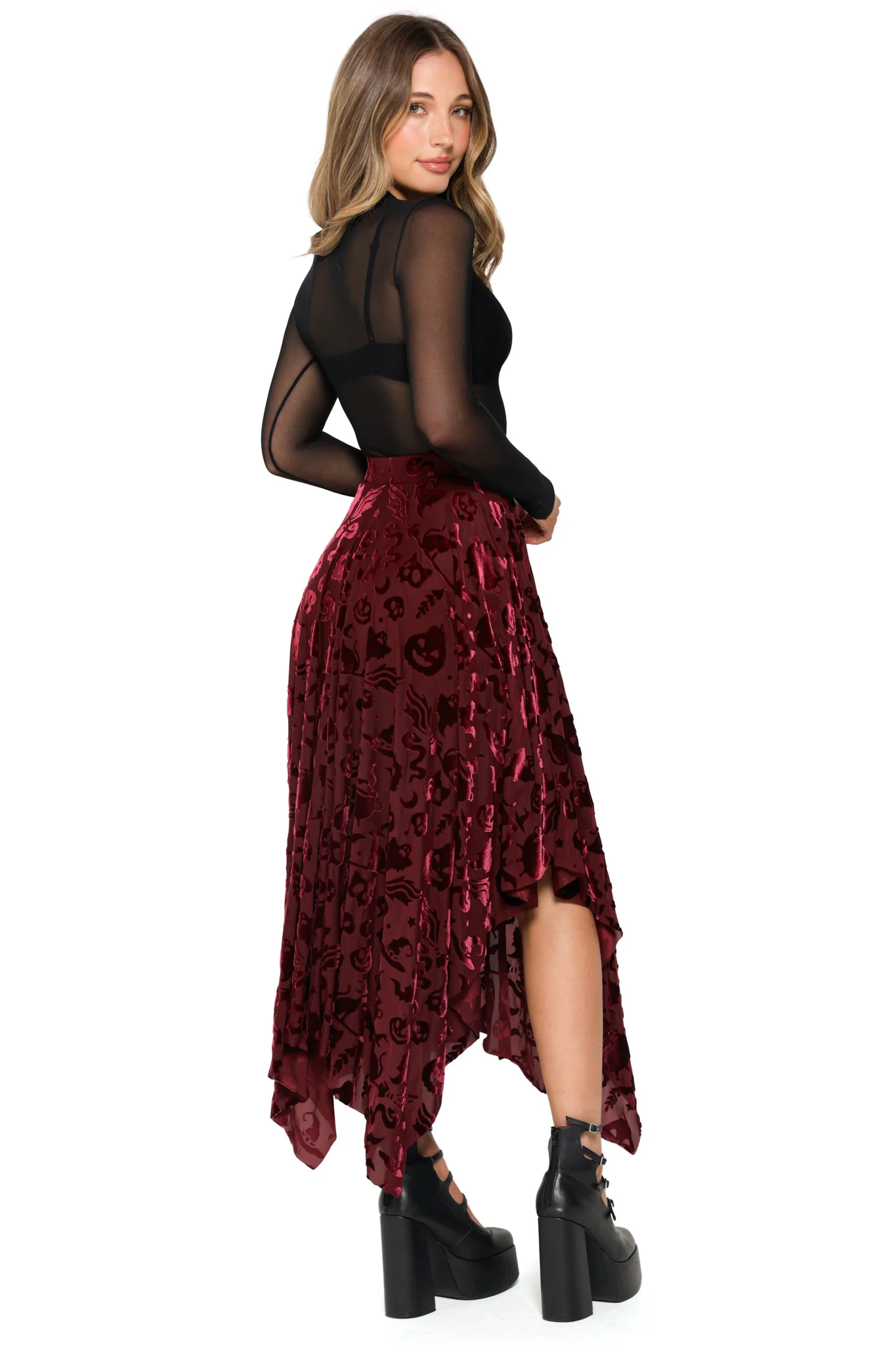 Burned Velvet Witch Handkerchief Skirt - Image 4