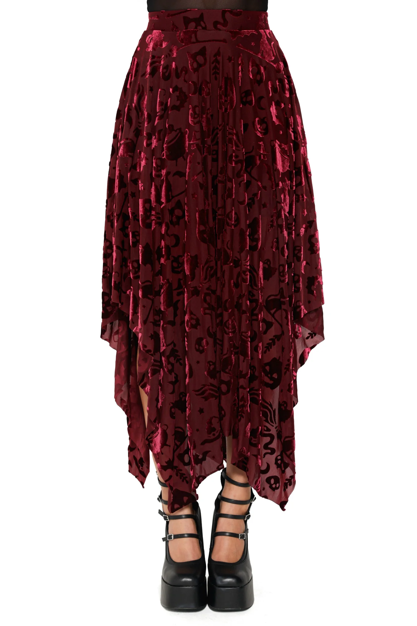 Burned Velvet Witch Handkerchief Skirt - Image 7