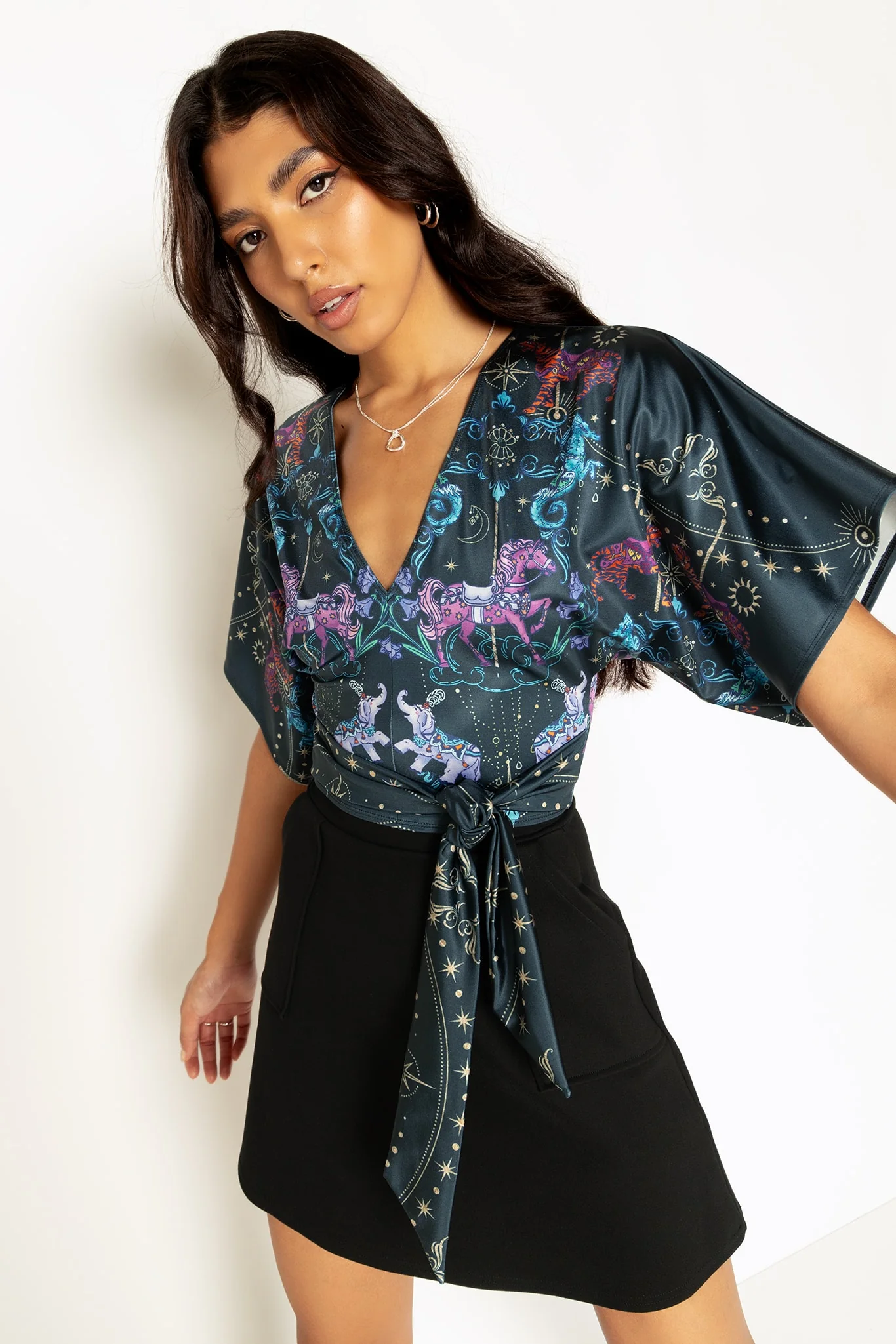 Carousel Shiny Kimono Tie Top - Image 5
