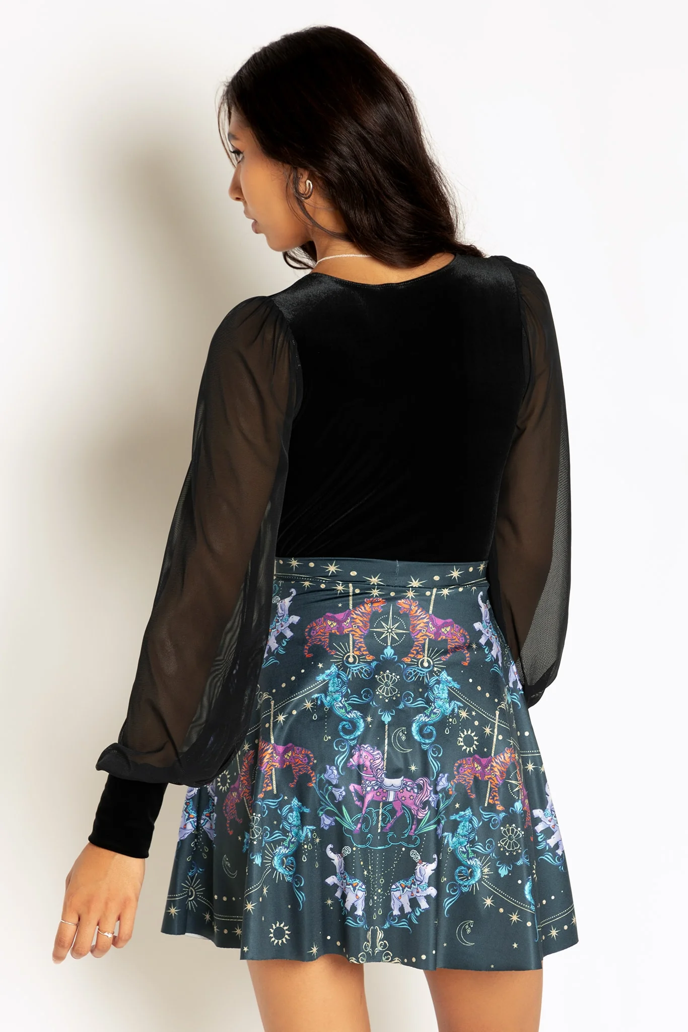 Carousel Shiny Pocket A-Line Skirt - Image 2