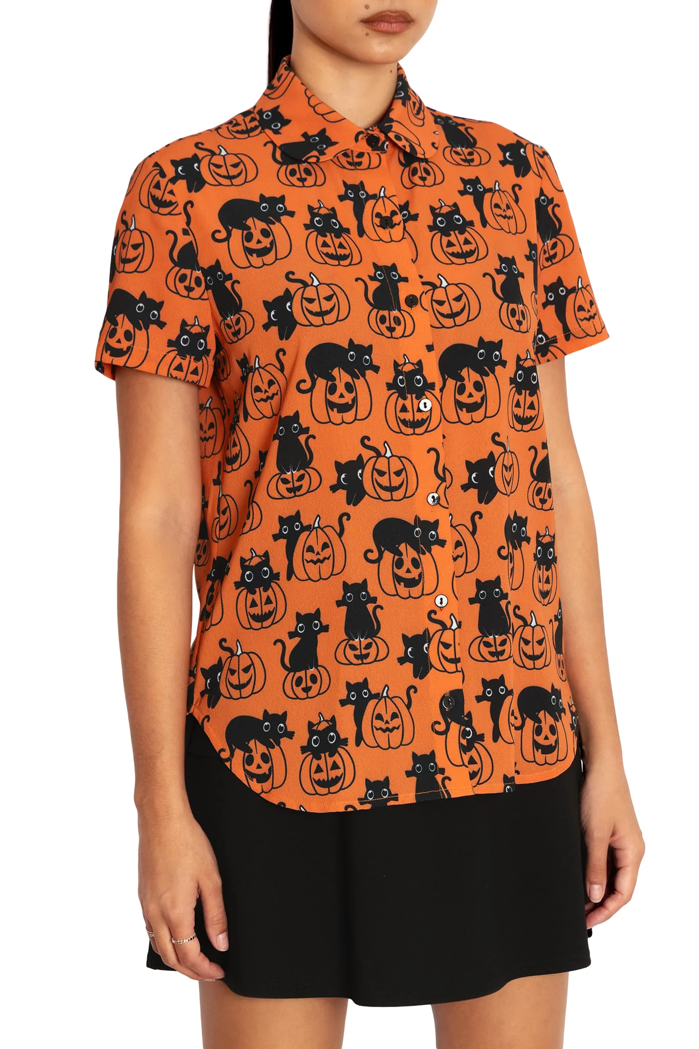 Cat O Lantern Cute As A Button Shirt - Image 3