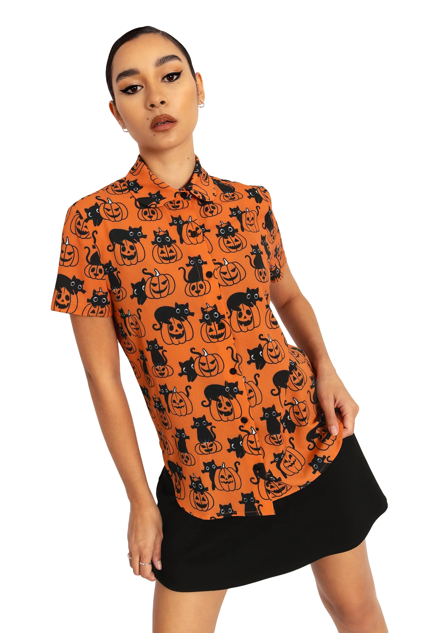 Cat O Lantern Cute As A Button Shirt - Image 7