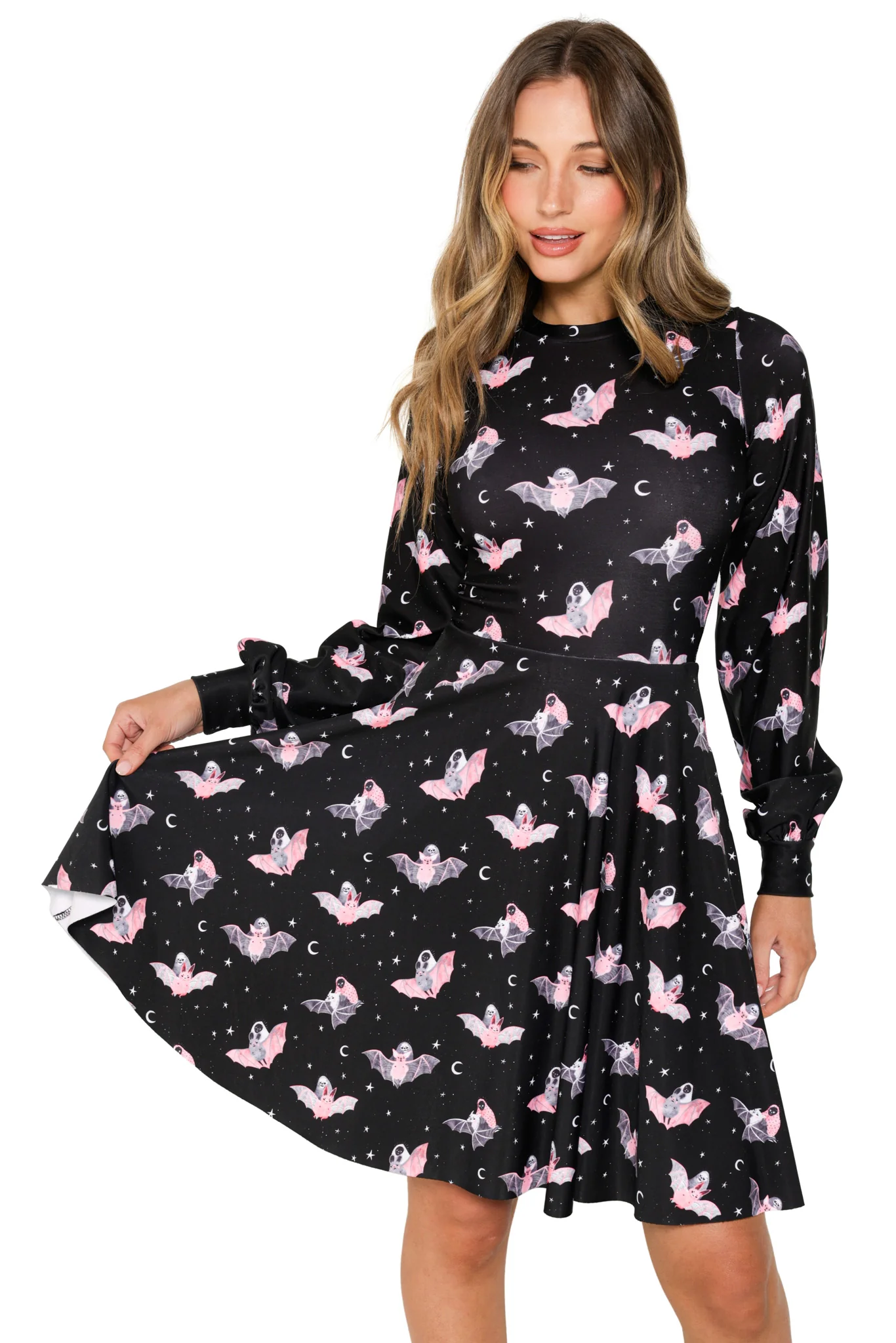 Death Riding Bats Bishop Sleeve Longline Dress - Image 5