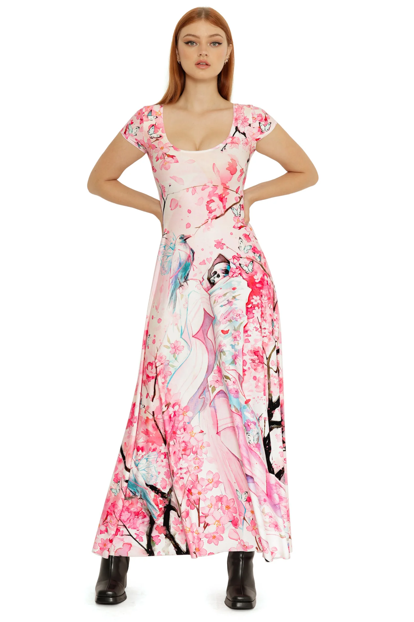 Death's Friend Cap Sleeve Scoop Maxi Dress - Image 2