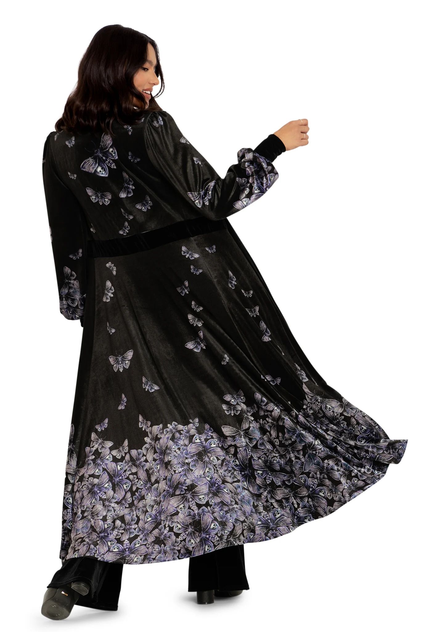 Death's Head Hawkmoth Velvet Maxi Jacket - Image 2