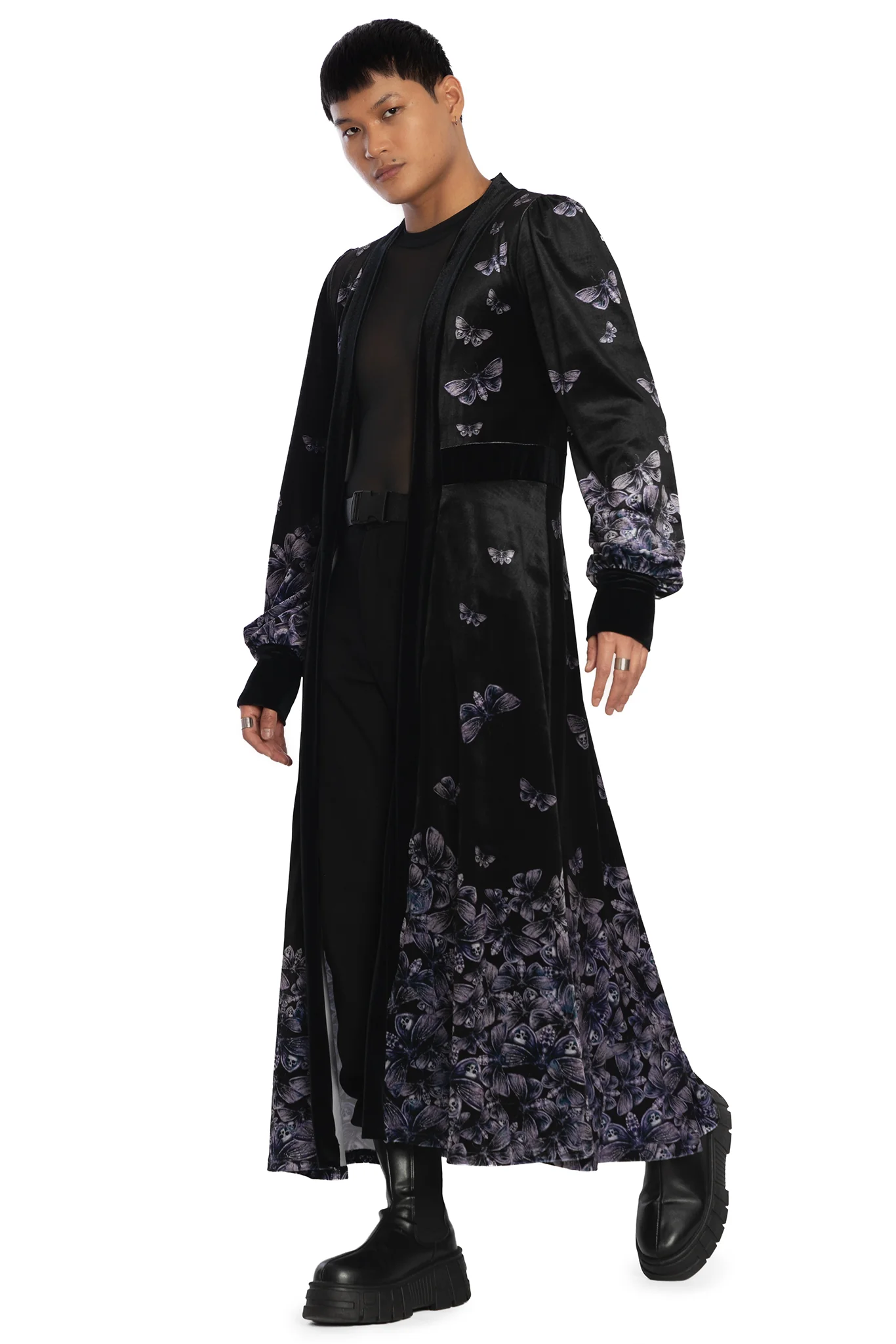Death's Head Hawkmoth Velvet Maxi Jacket - Image 6