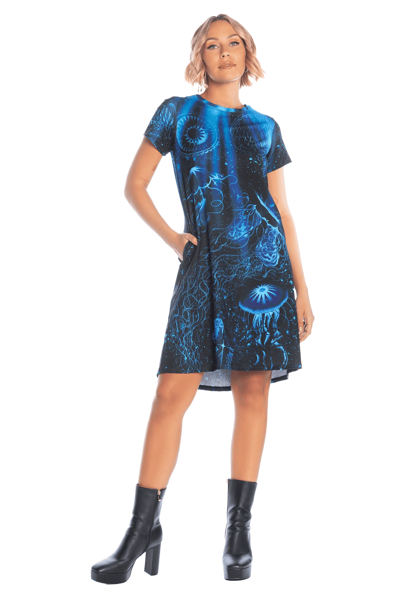 Deep Sea Jellyfish Longline Swing Tee Dress