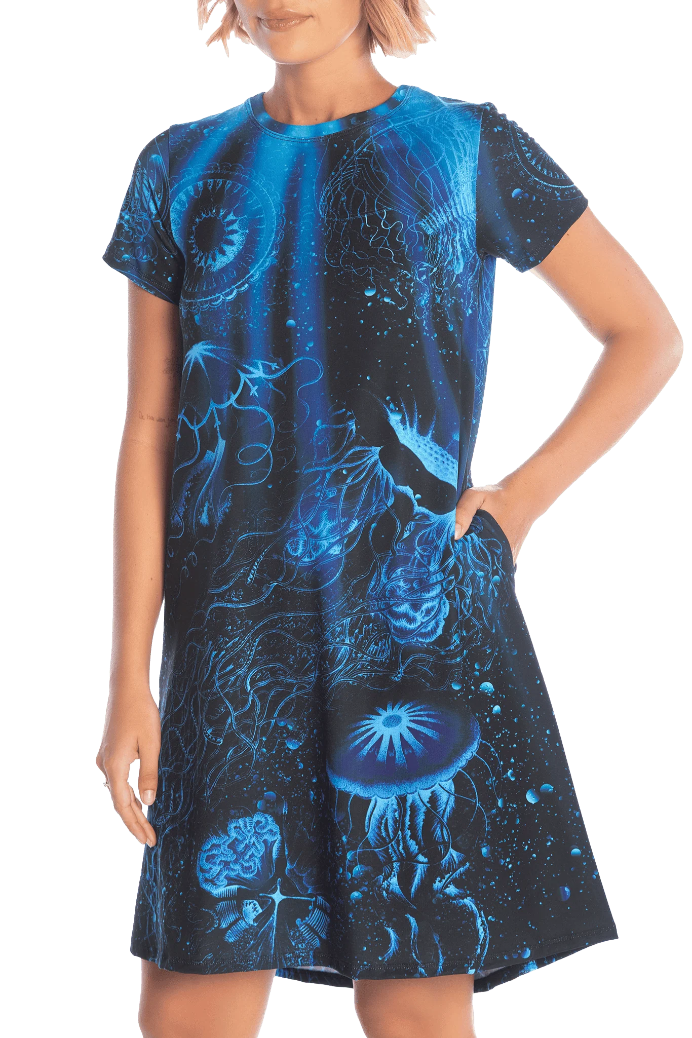 Deep Sea Jellyfish Longline Swing Tee Dress - Image 3