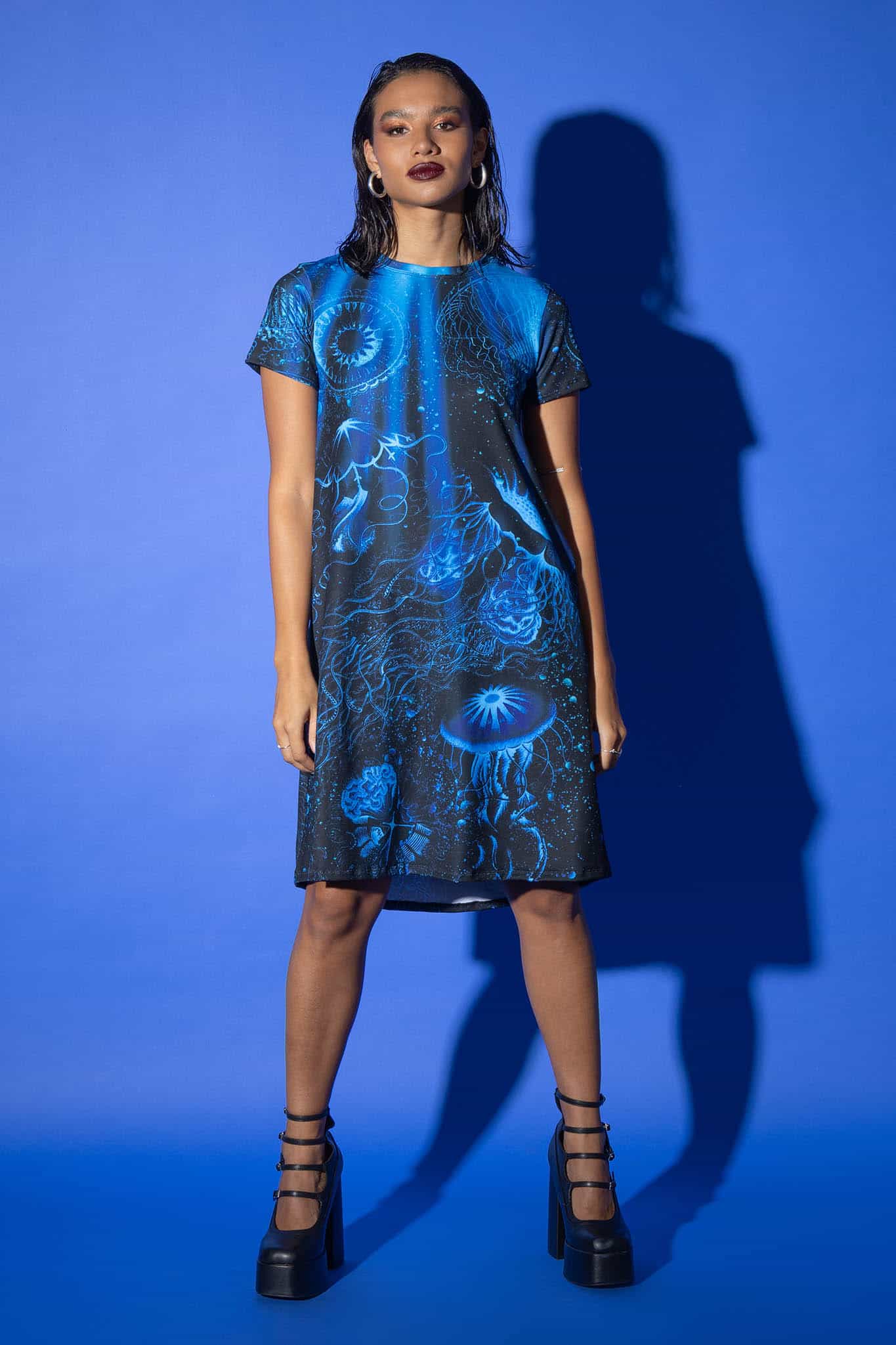 Deep Sea Jellyfish Longline Swing Tee Dress - Image 5