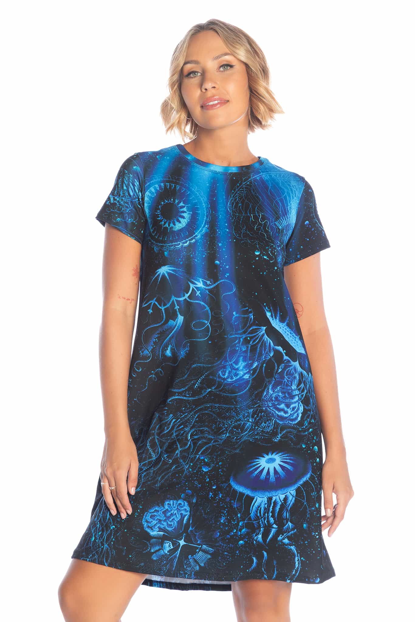 Deep Sea Jellyfish Longline Swing Tee Dress - Image 6