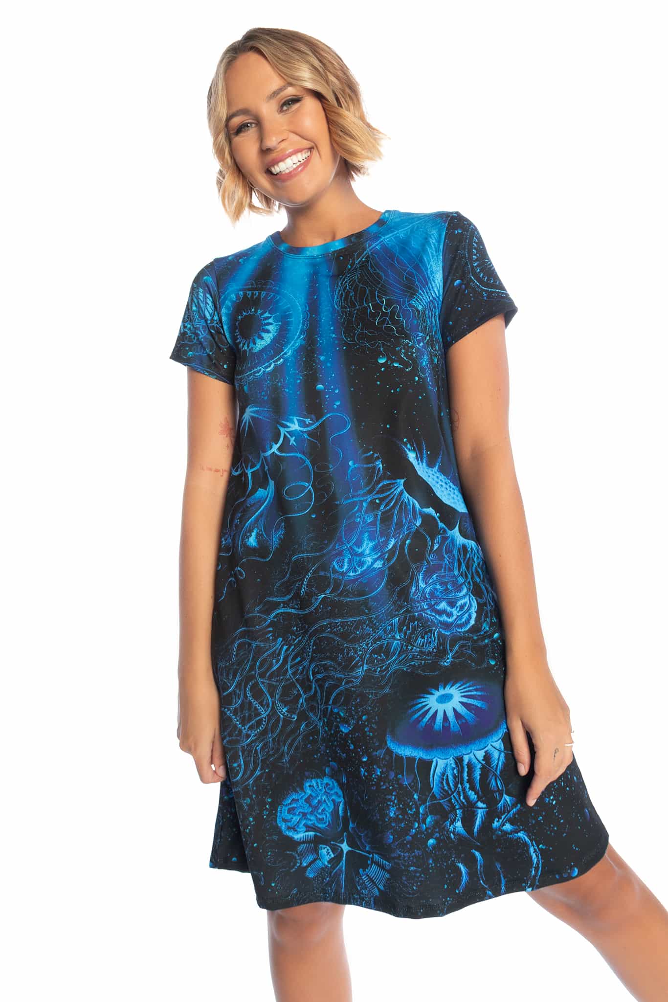 Deep Sea Jellyfish Longline Swing Tee Dress - Image 8