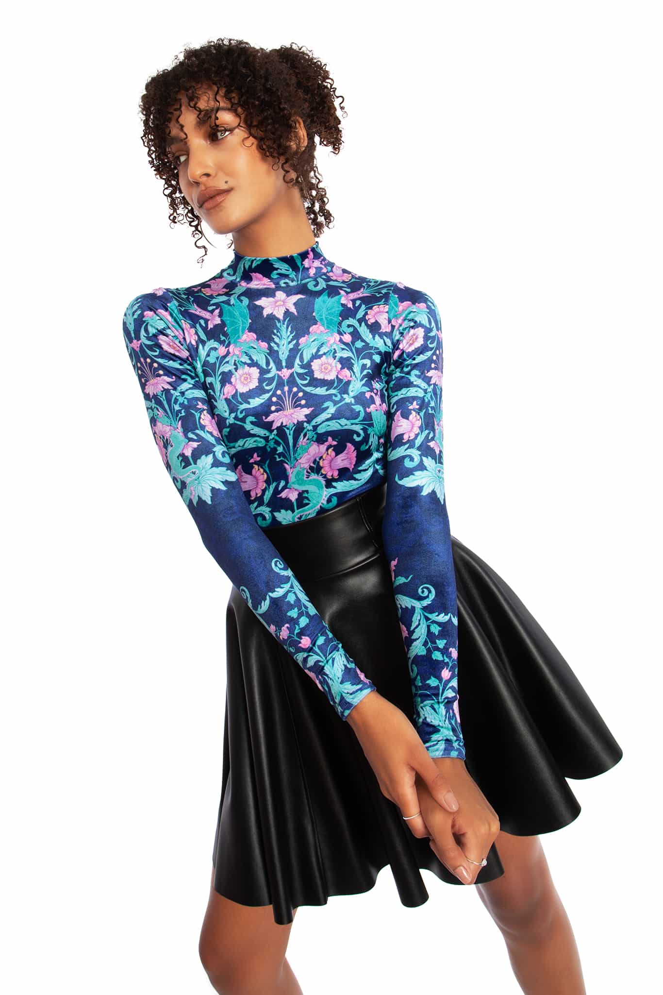 Dragon Garden Velvet High Neck Long Sleeve Bodysuit - Image 8