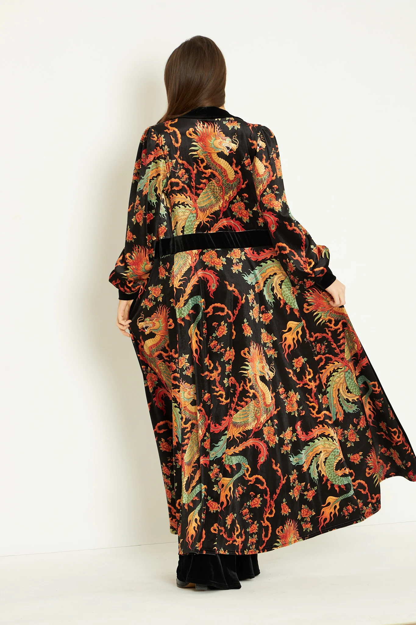 Dragon Rising Velvet Maxi Jacket - Image 3