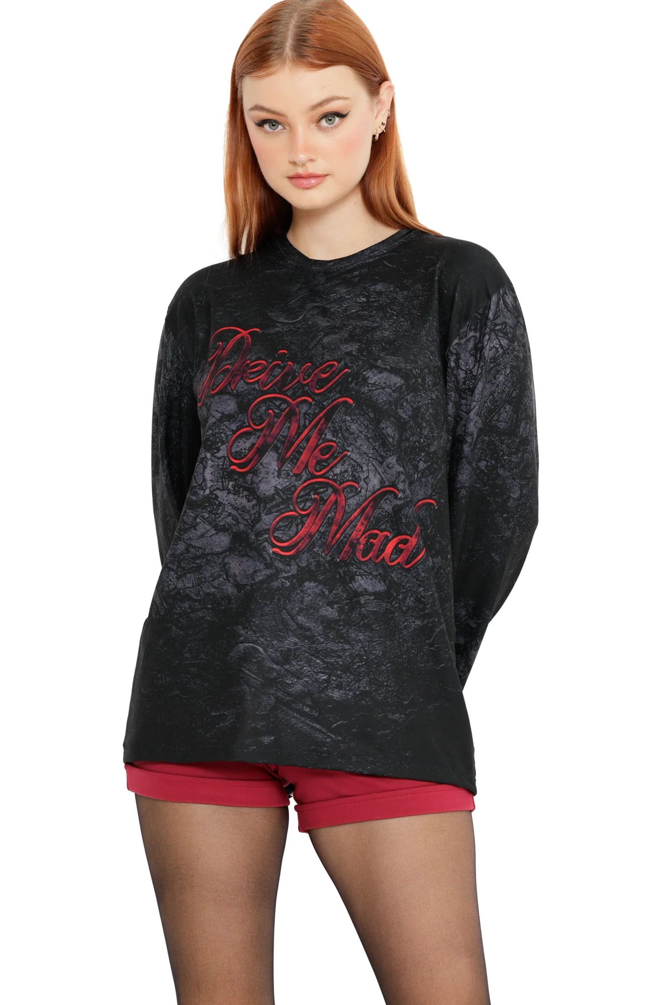 Drive Me Mad Long Sleeve Oversized Boyfriend Tee - Image 3