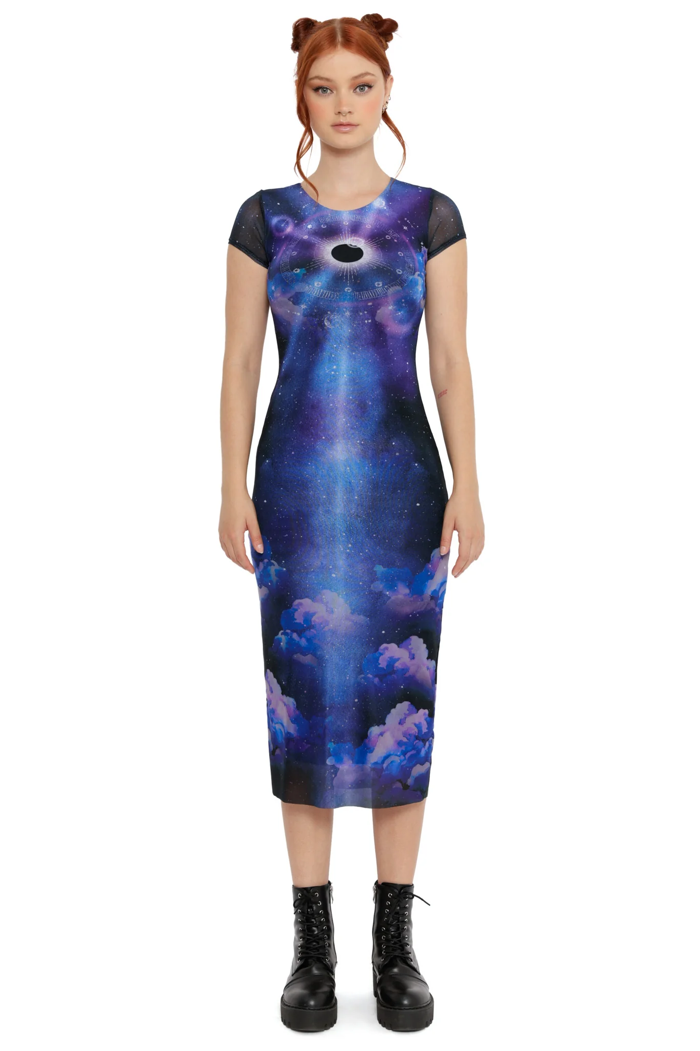 Eclipse Sheer Cap Sleeve Bodycon Maxi Dress - Image 5