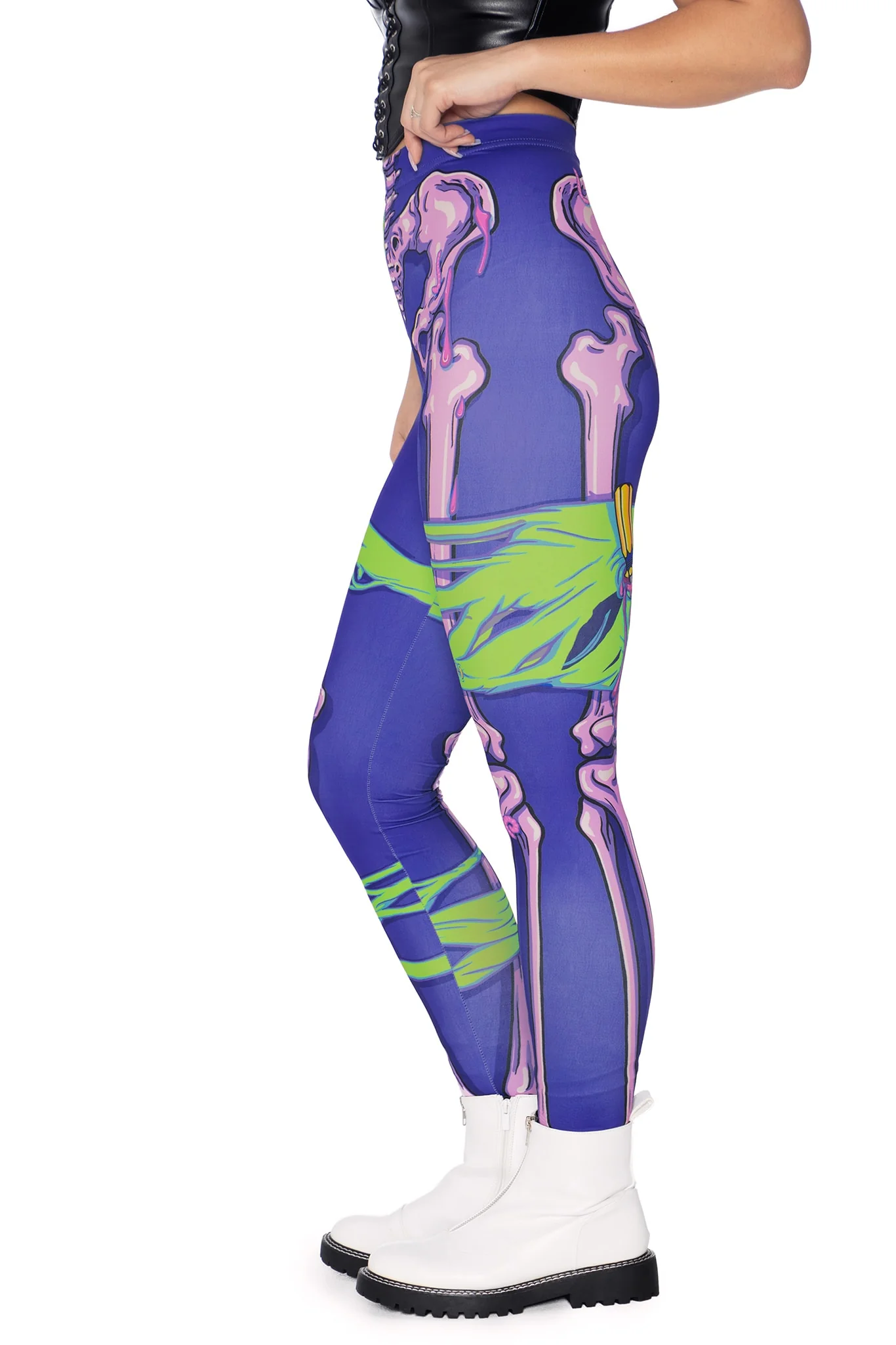 Electro-Necrosis High Waisted Matte Finish Leggings - Image 3