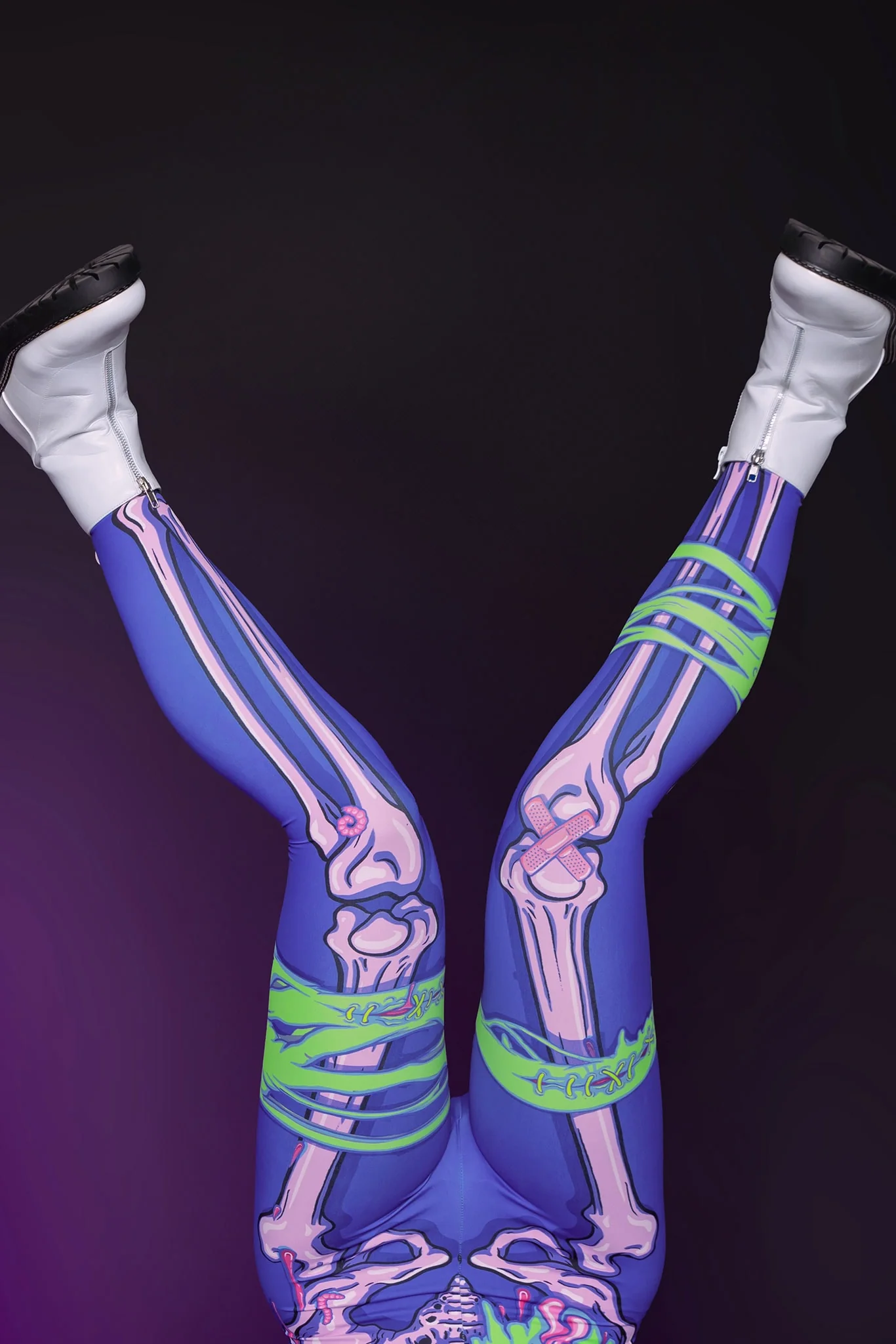 Electro-Necrosis High Waisted Matte Finish Leggings - Image 4