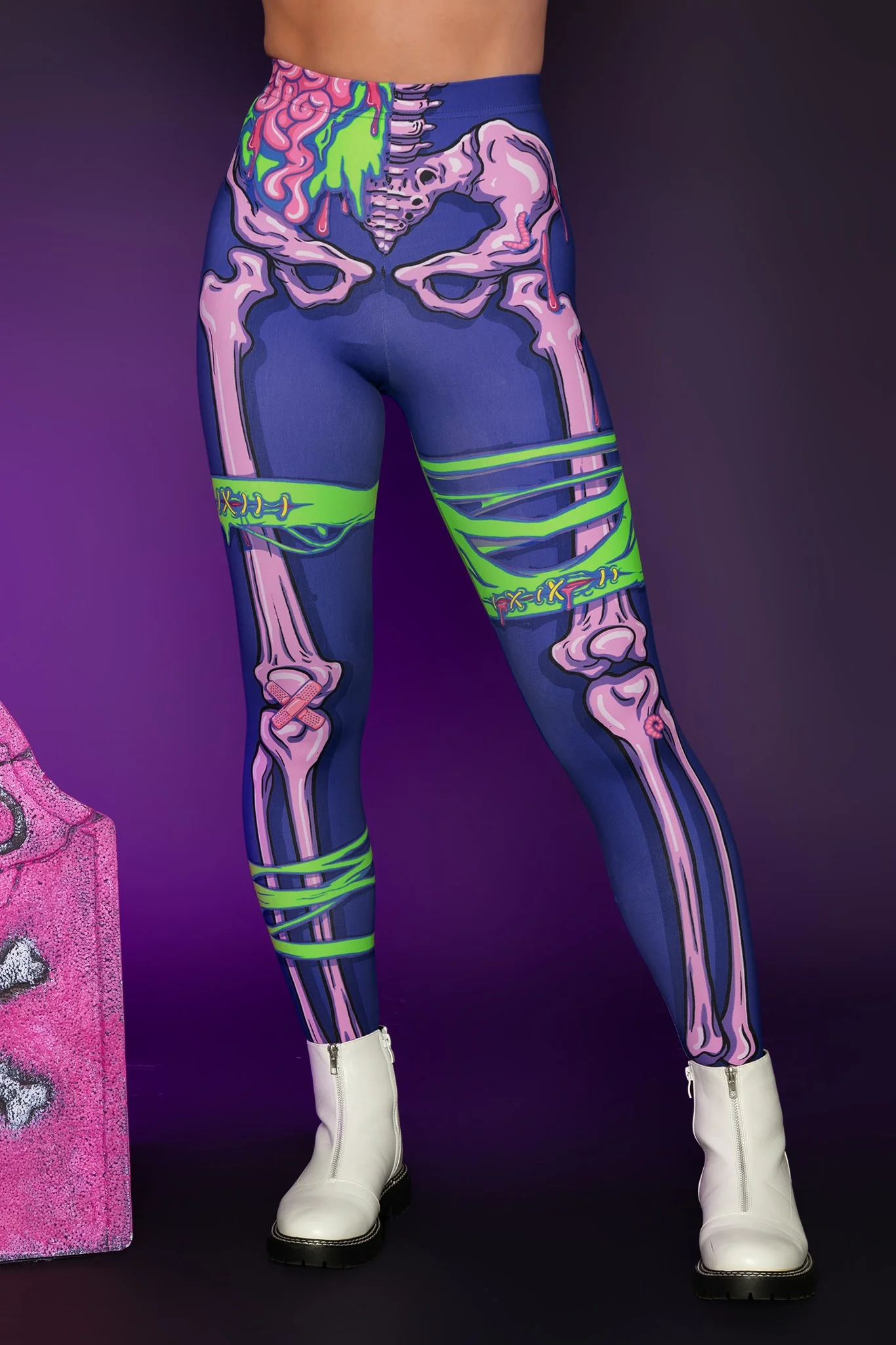 Electro-Necrosis High Waisted Matte Finish Leggings - Image 7