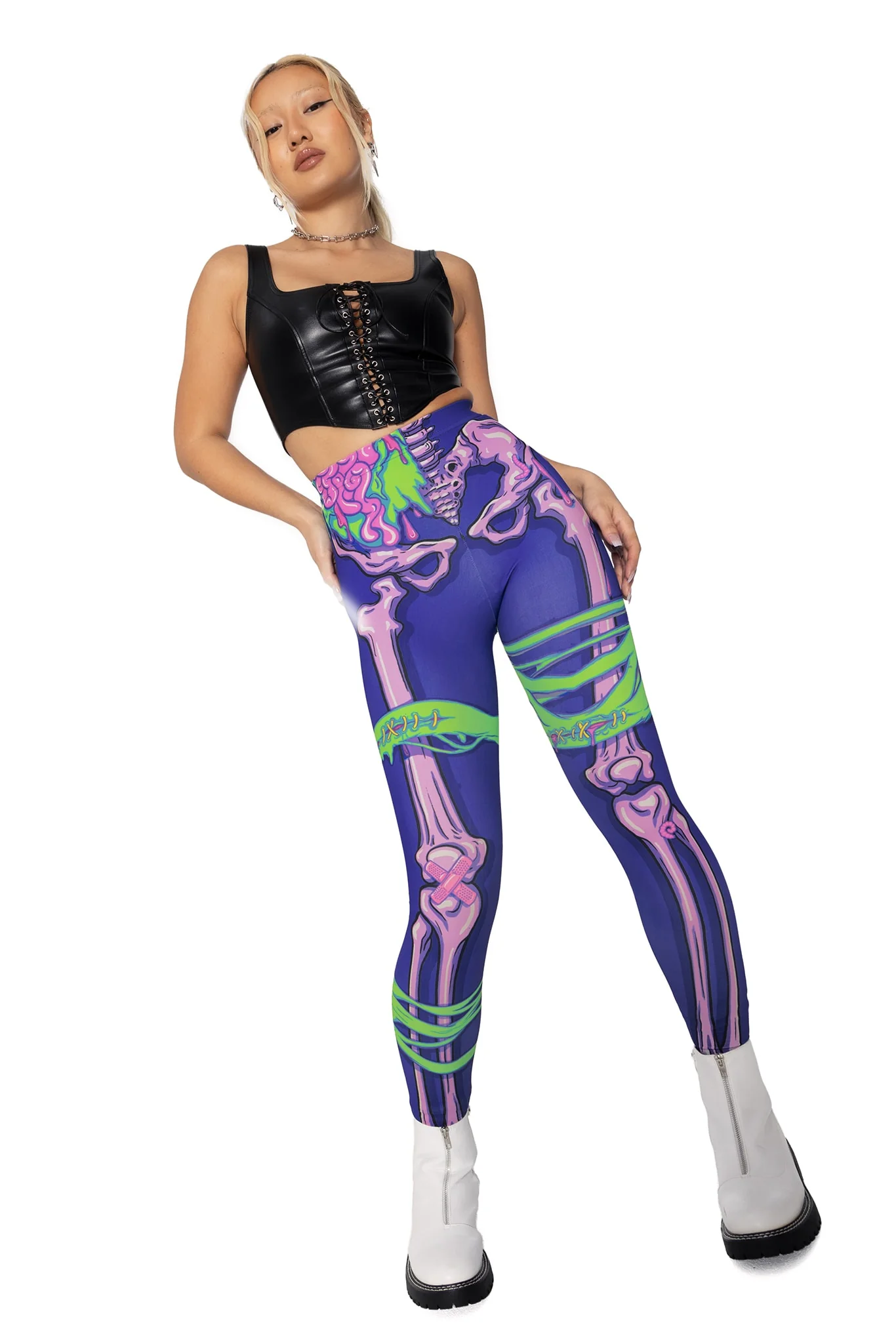 Electro-Necrosis High Waisted Matte Finish Leggings - Image 8